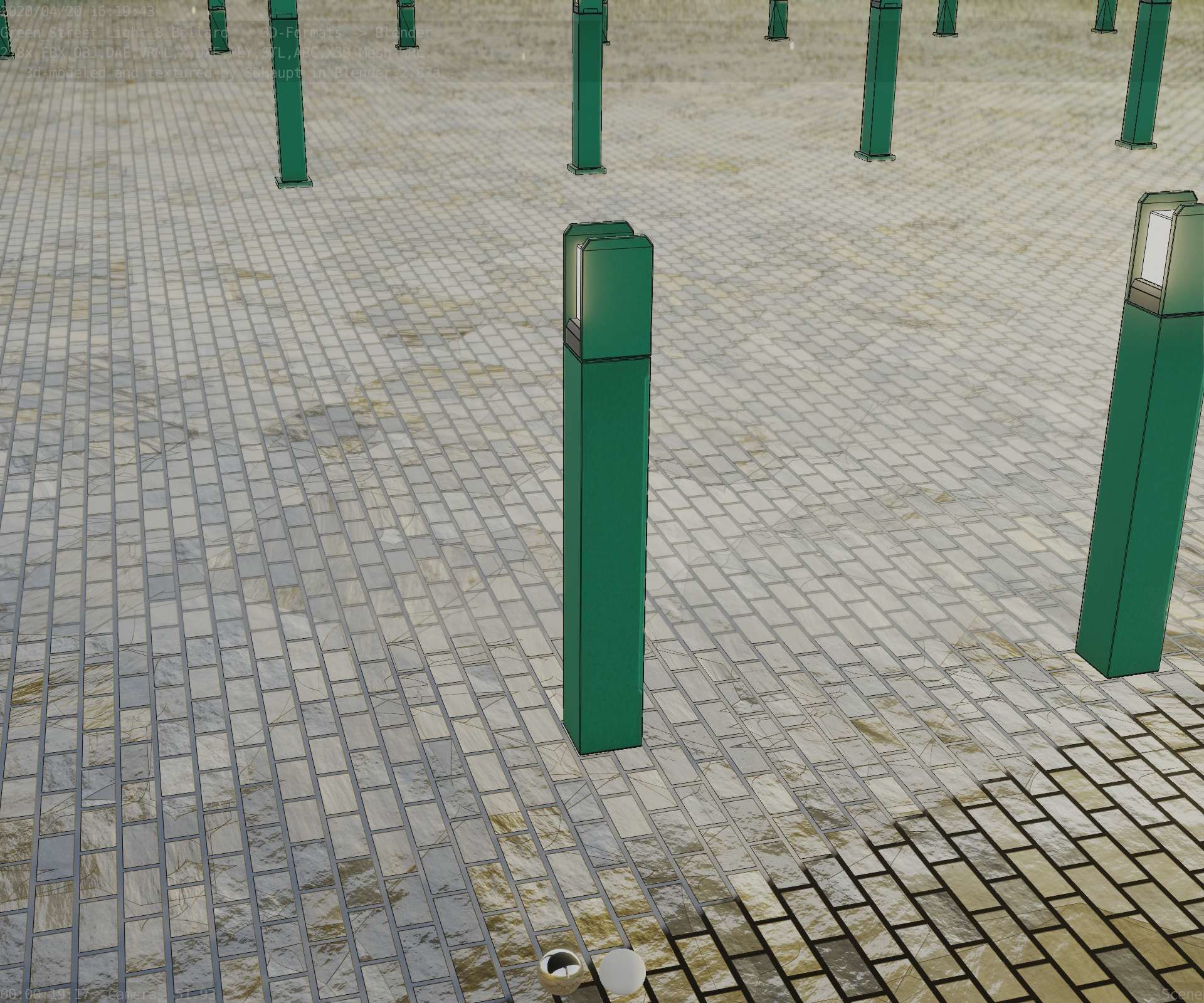 Street Light 8 Bollard 900mm Moss Green Version 4 Low-poly 3D model_73