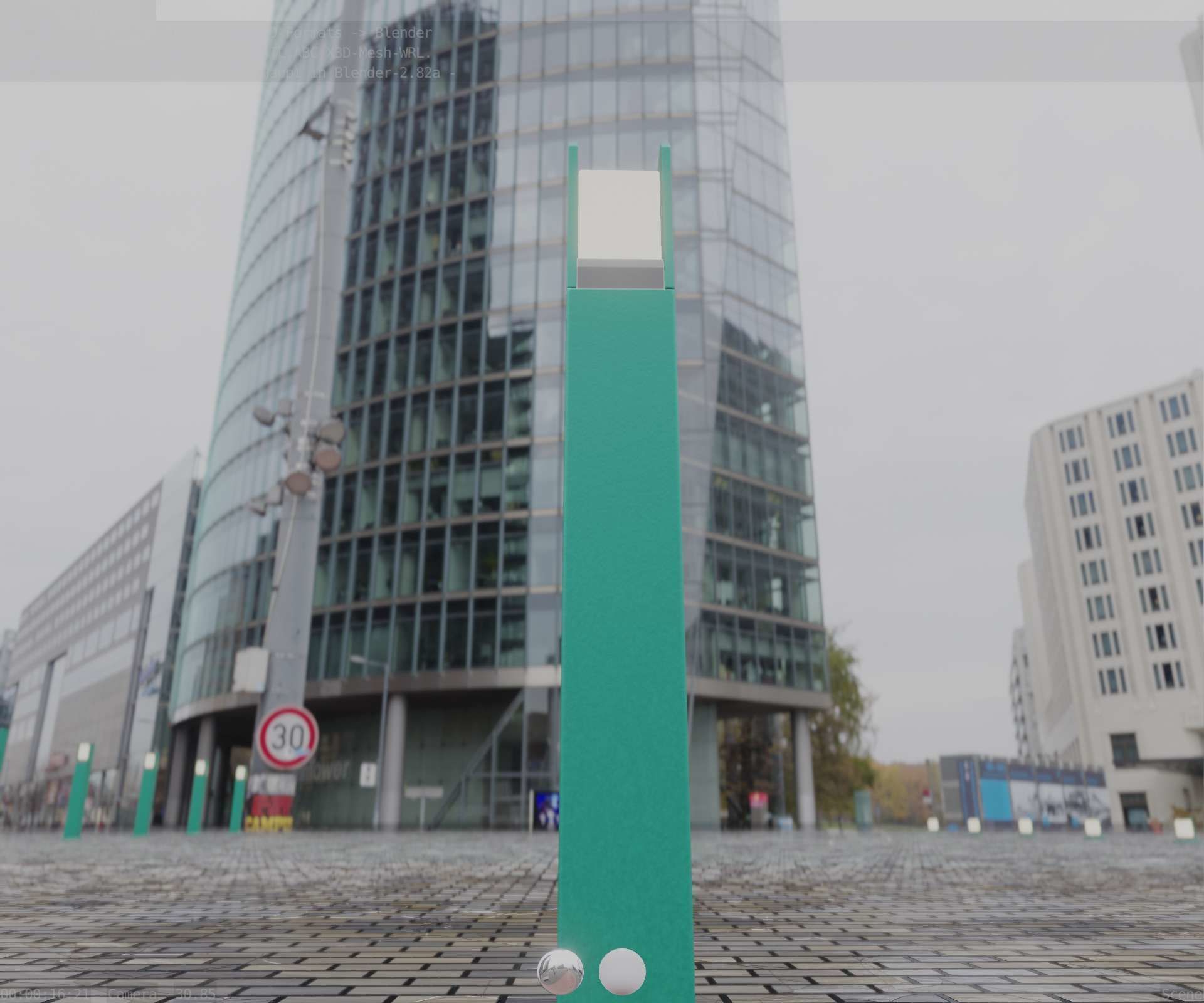 Street Light 8 Bollard 900mm Moss Green Version 4 Low-poly 3D model_1