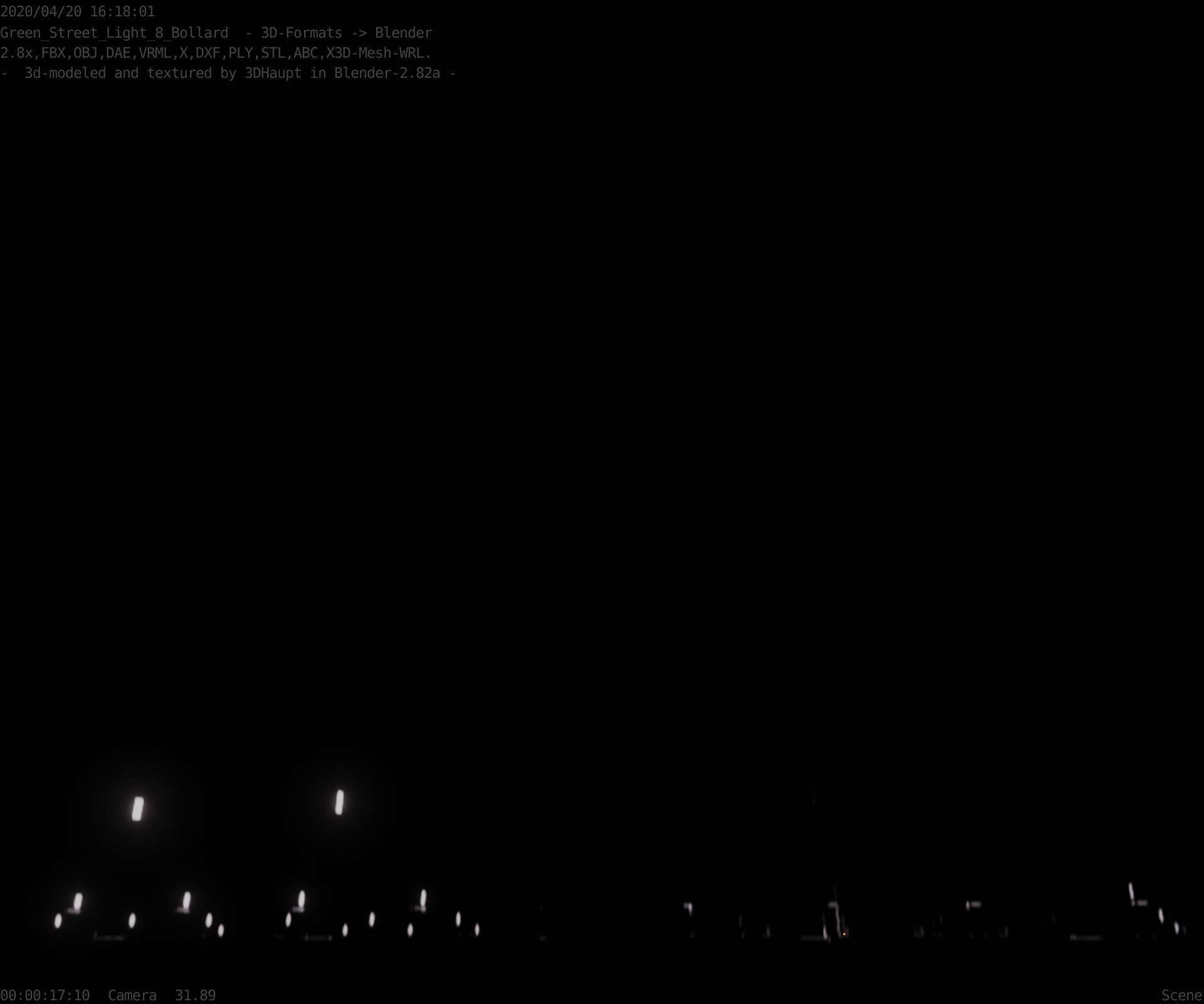 Street Light 8 Bollard 900mm Moss Green Version 4 Low-poly 3D model_19