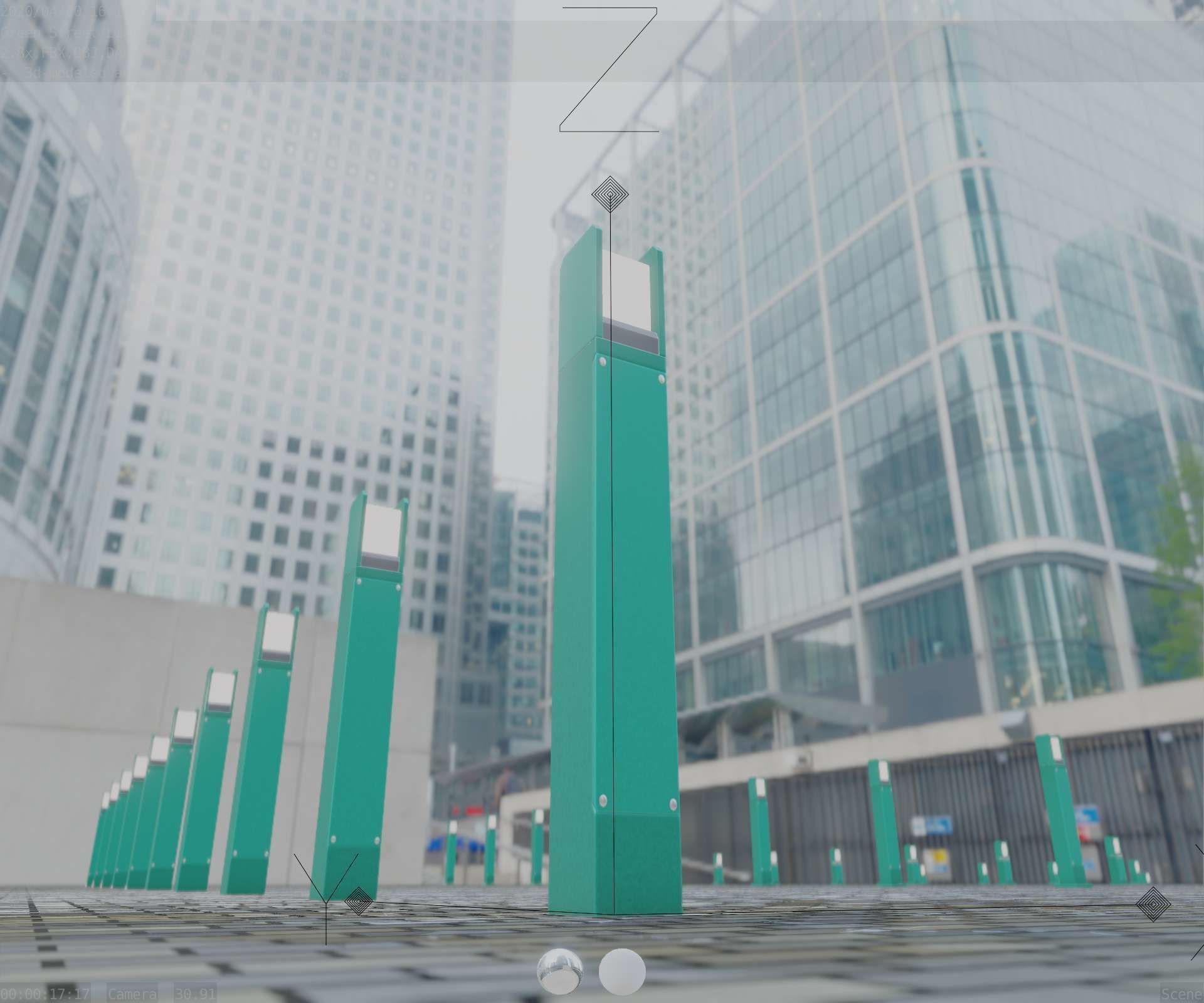 Street Light 8 Bollard 900mm Moss Green Version 4 Low-poly 3D model_25