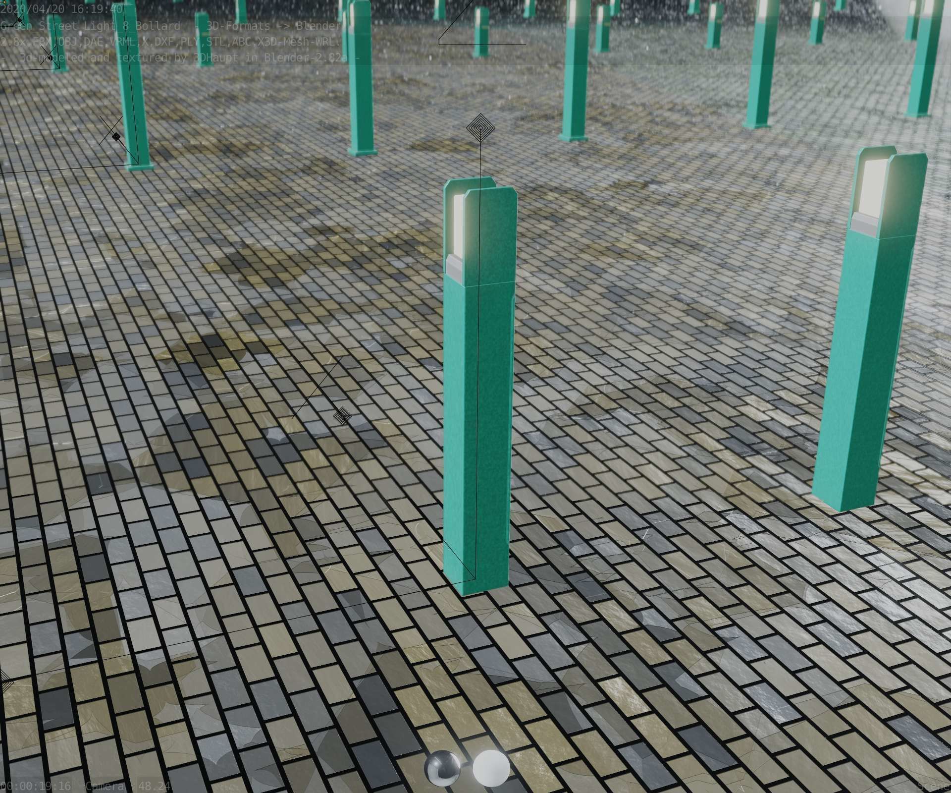 Street Light 8 Bollard 900mm Moss Green Version 4 Low-poly 3D model_72