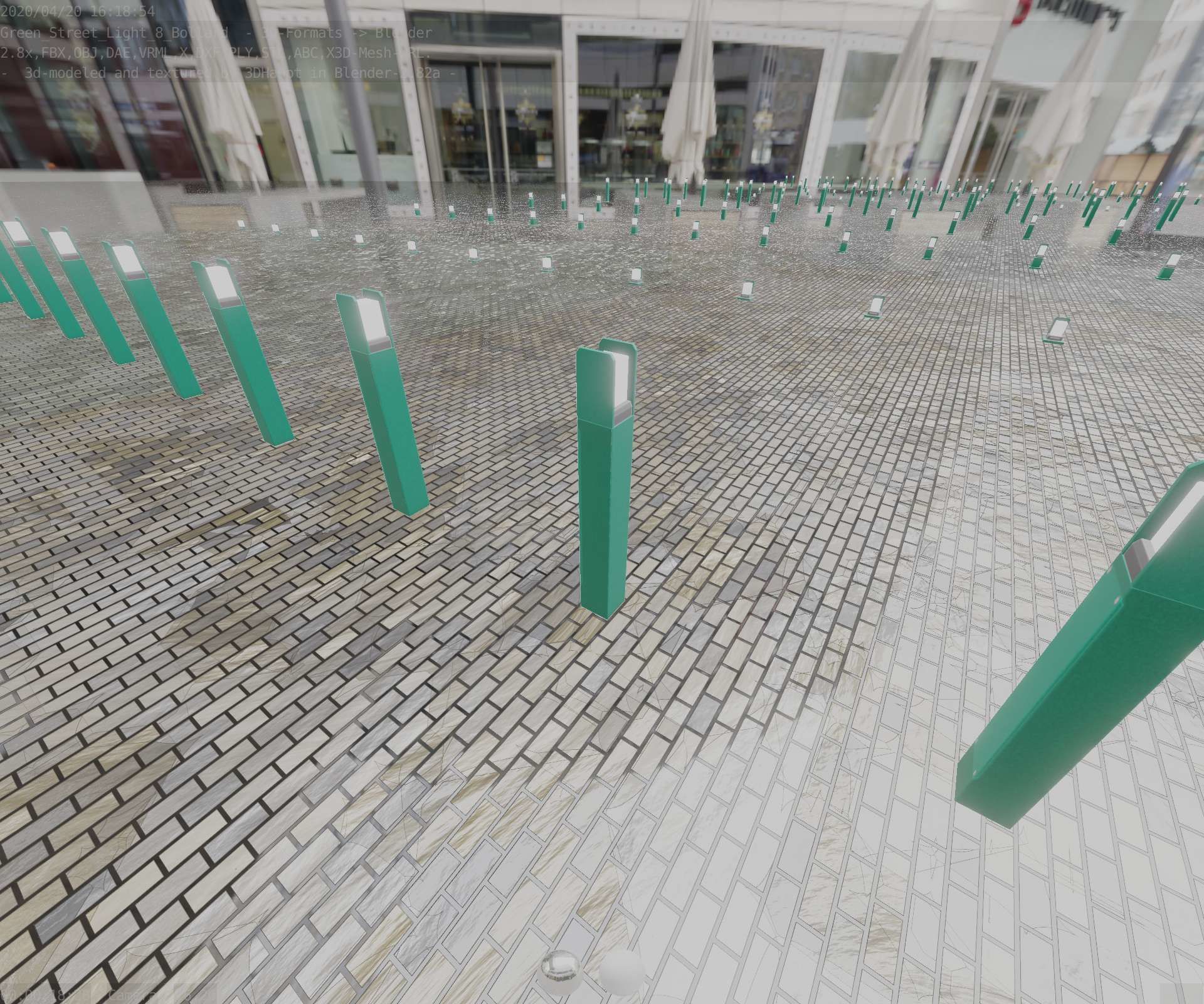 Street Light 8 Bollard 900mm Moss Green Version 4 Low-poly 3D model_52