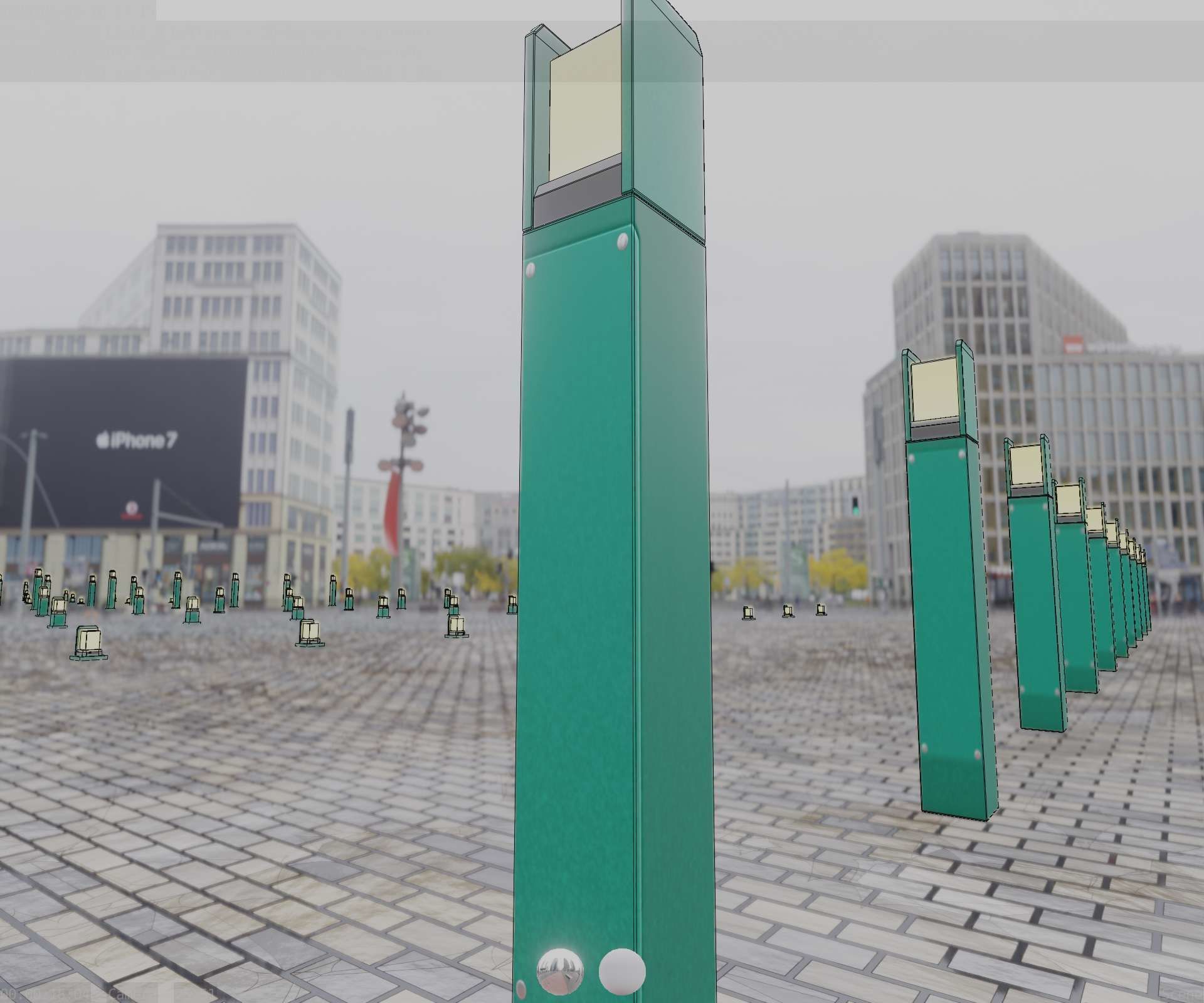 Street Light 8 Bollard 900mm Moss Green Version 4 Low-poly 3D model_36