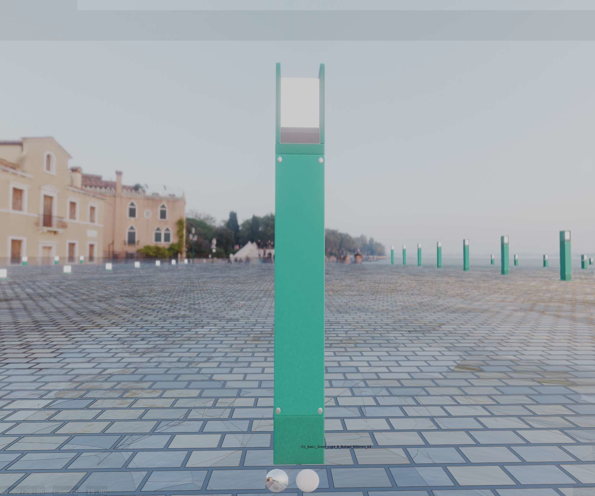 Street Light 8 Bollard 900mm Moss Green Version 4 Low-poly 3D model_86