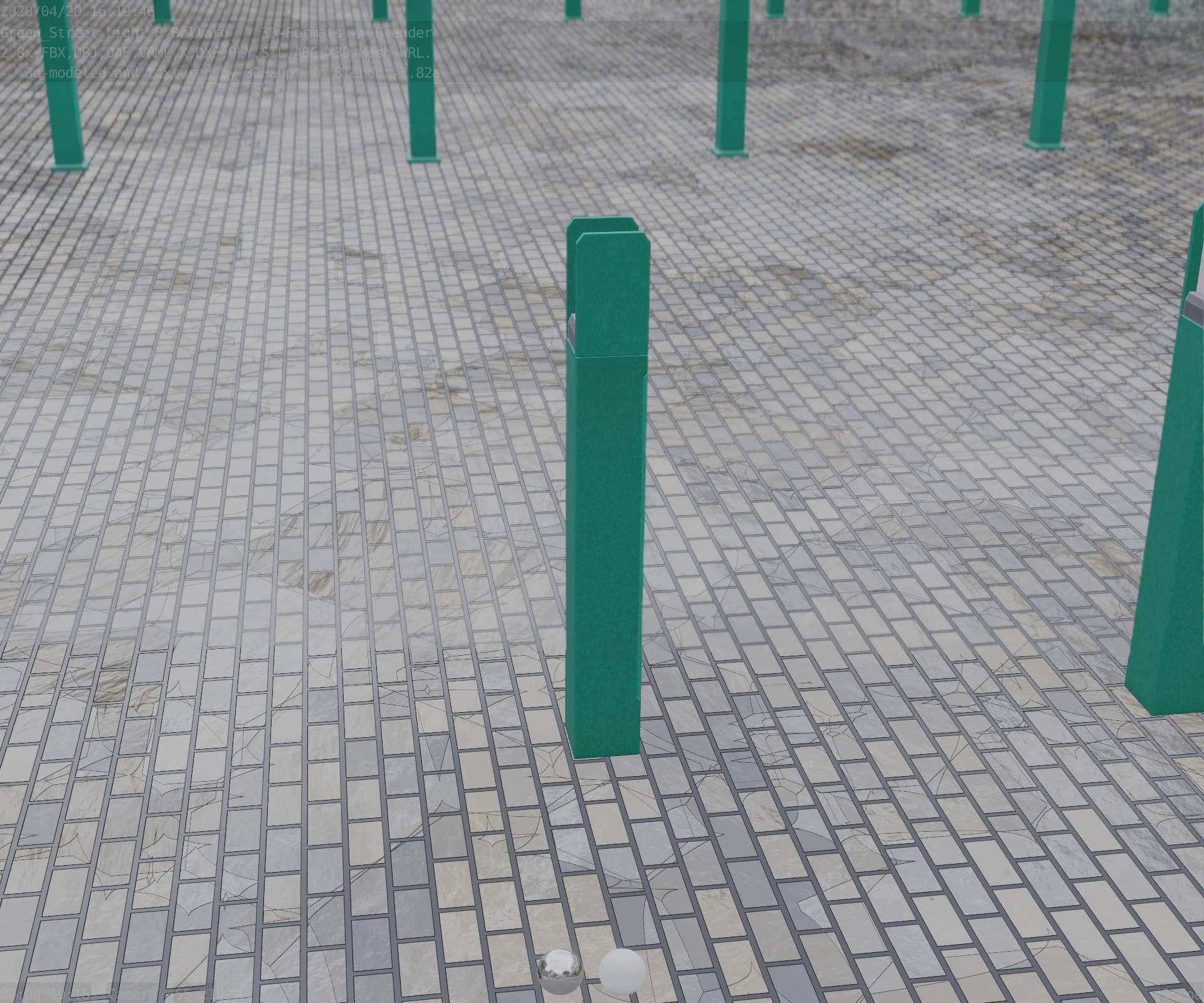 Street Light 8 Bollard 900mm Moss Green Version 4 Low-poly 3D model_74