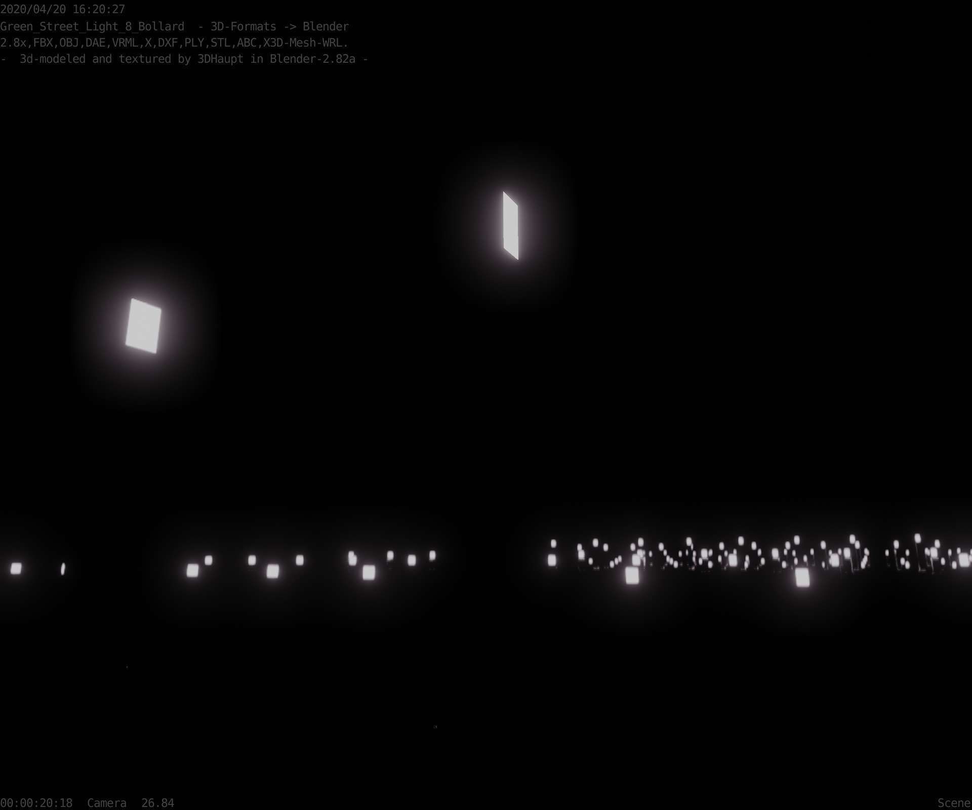 Street Light 8 Bollard 900mm Moss Green Version 4 Low-poly 3D model_98