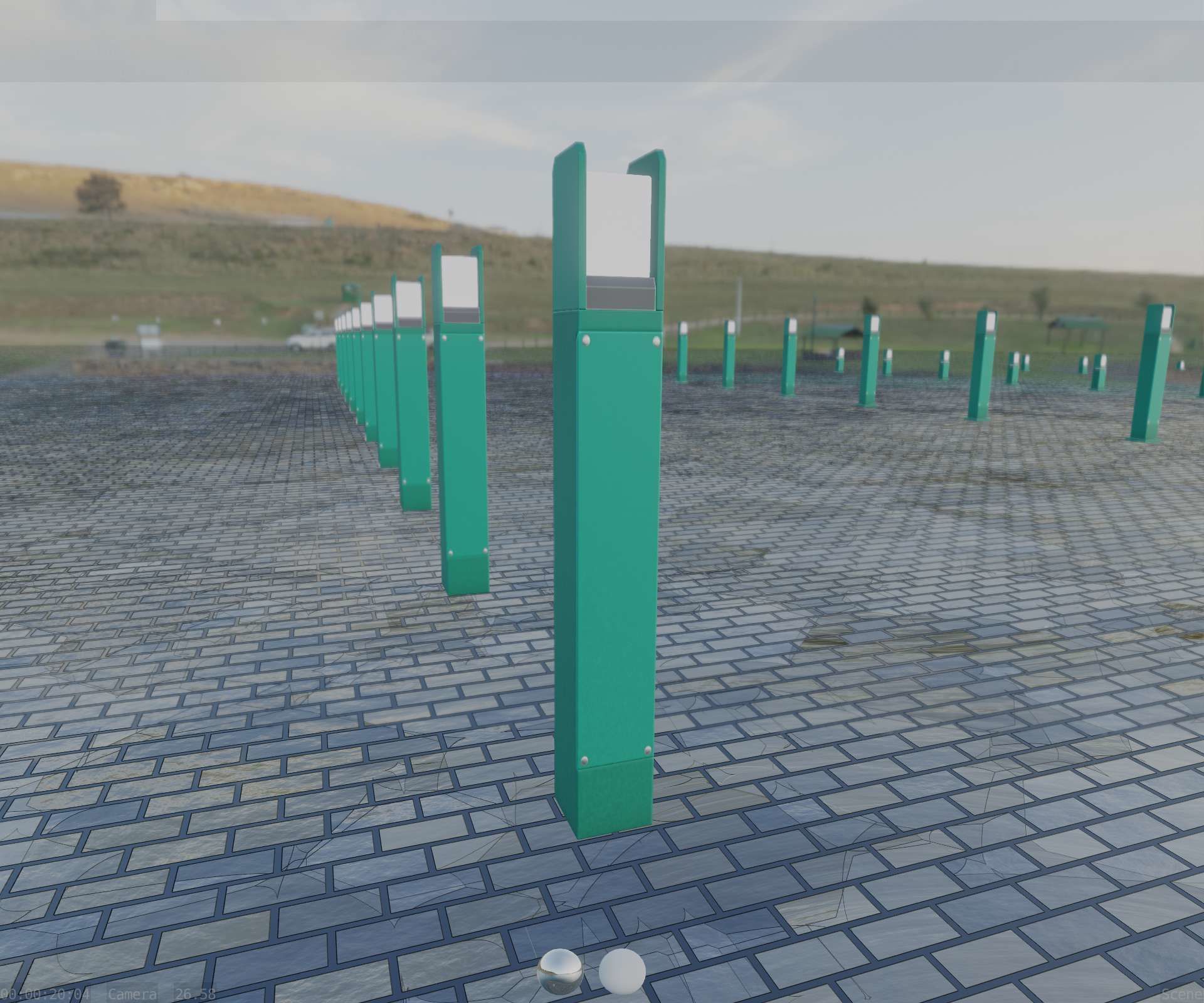 Street Light 8 Bollard 900mm Moss Green Version 4 Low-poly 3D model_84