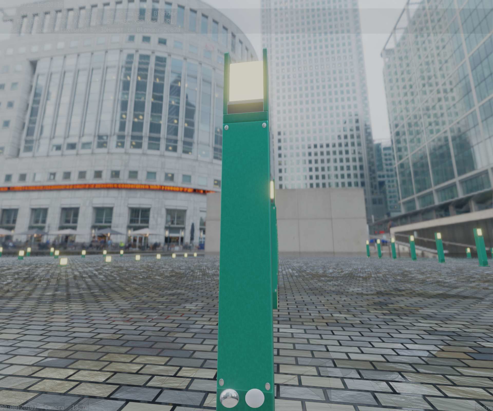Street Light 8 Bollard 900mm Moss Green Version 4 Low-poly 3D model_87