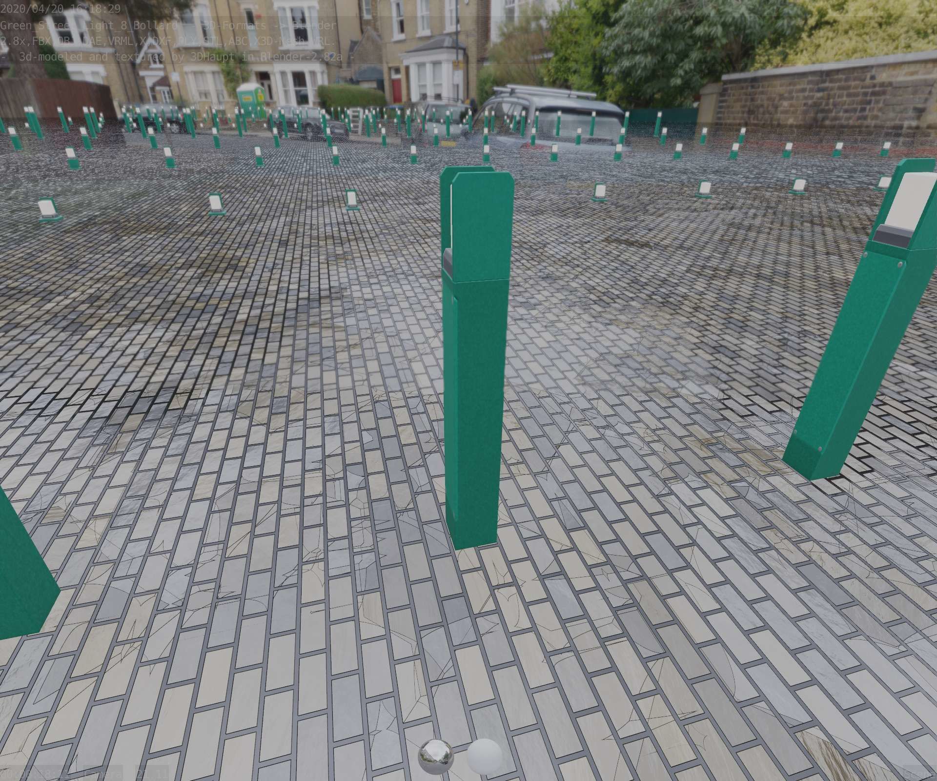 Street Light 8 Bollard 900mm Moss Green Version 4 Low-poly 3D model_43