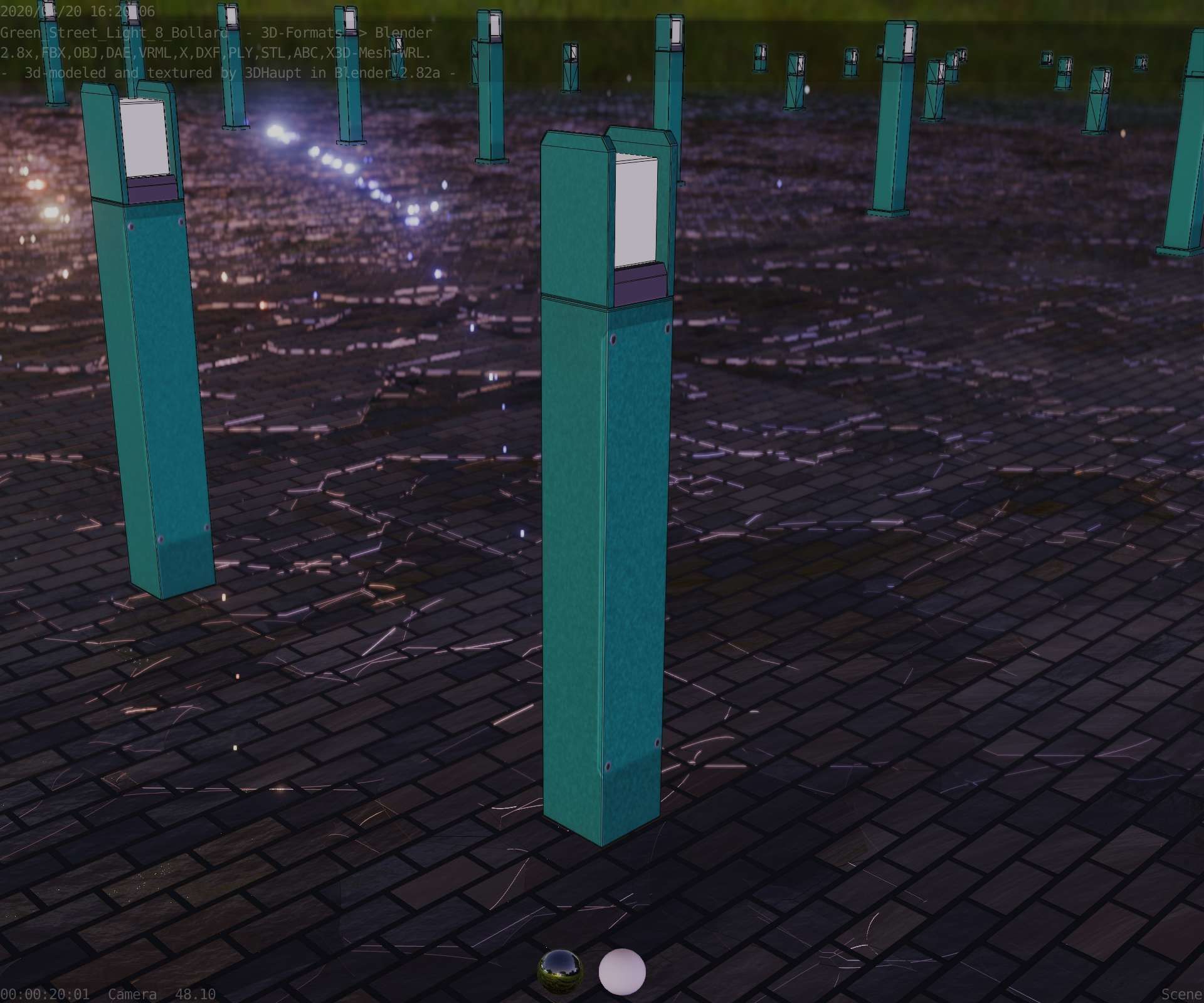 Street Light 8 Bollard 900mm Moss Green Version 4 Low-poly 3D model_81