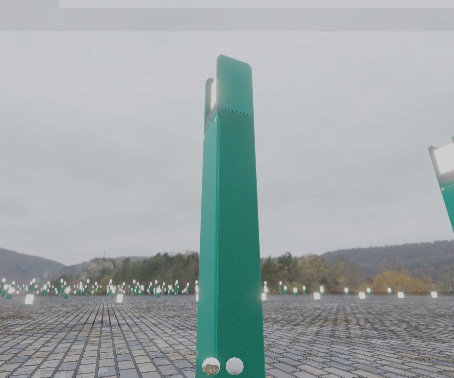Street Light 8 Bollard 900mm Moss Green Version 4 Low-poly 3D model_93