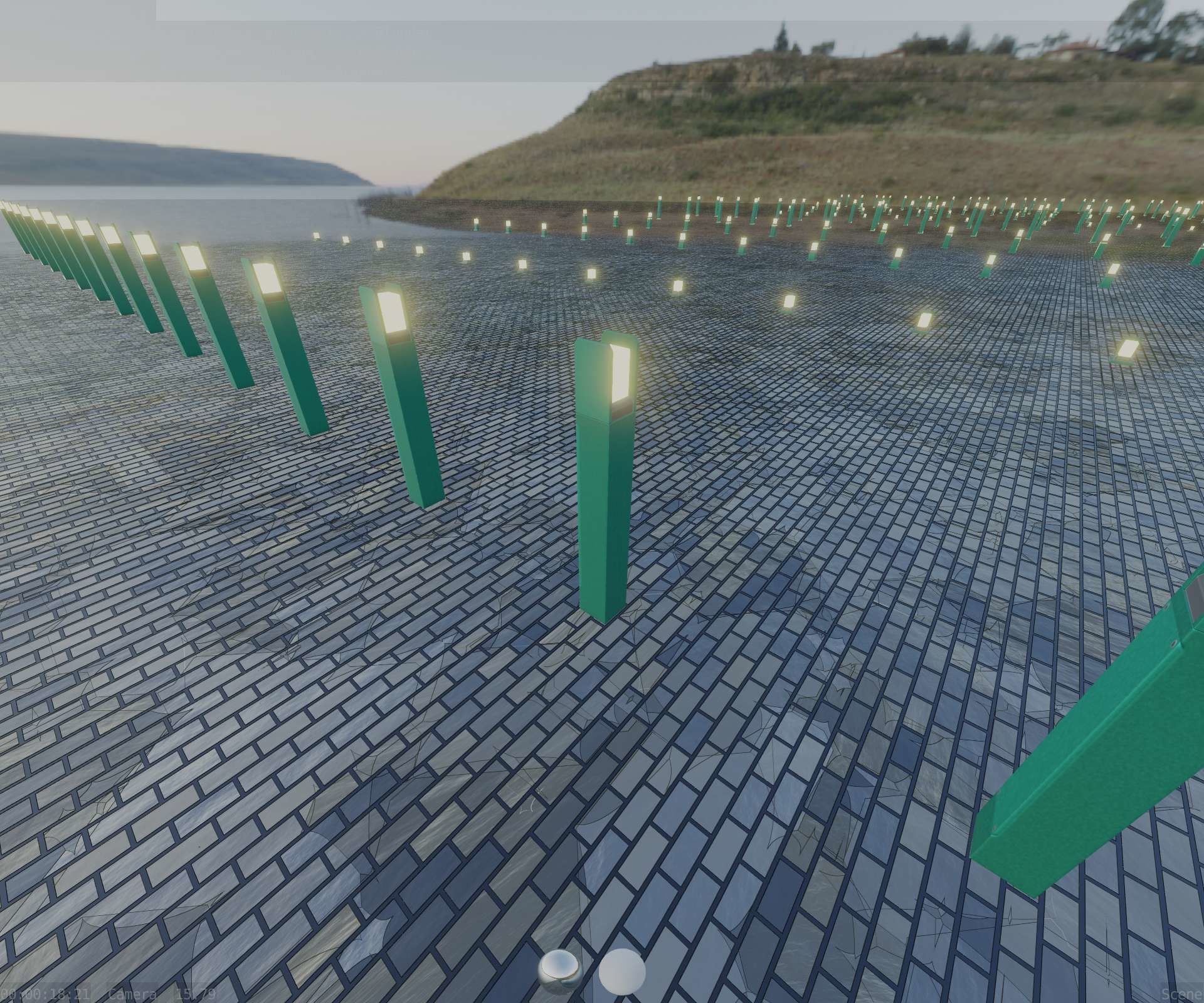 Street Light 8 Bollard 900mm Moss Green Version 4 Low-poly 3D model_53