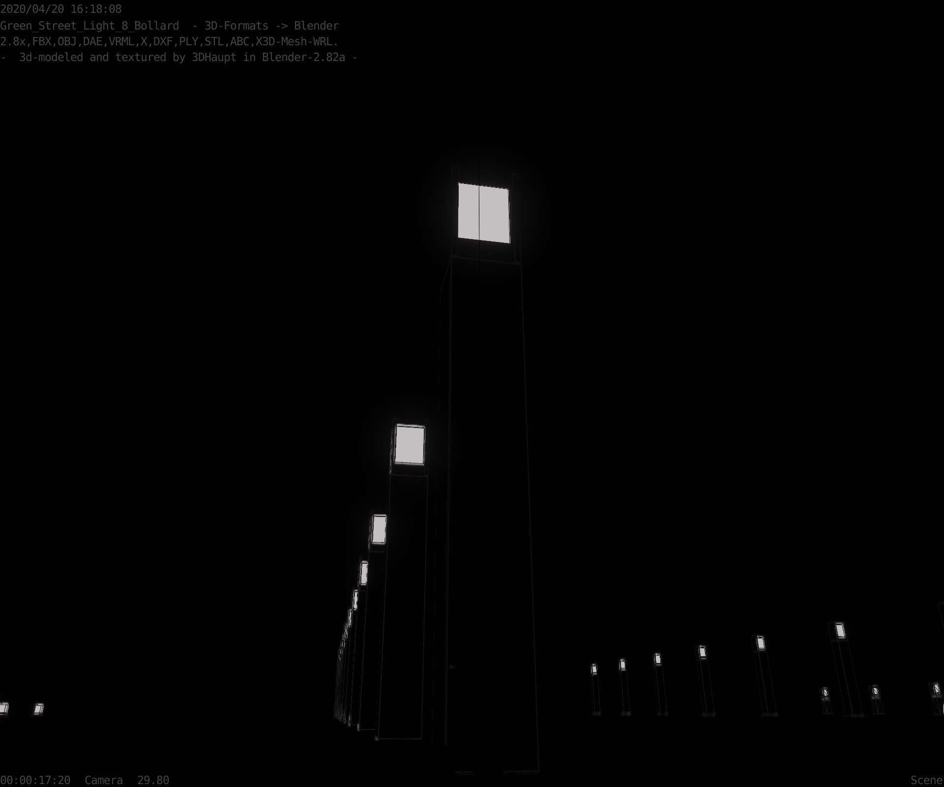 Street Light 8 Bollard 900mm Moss Green Version 4 Low-poly 3D model_28