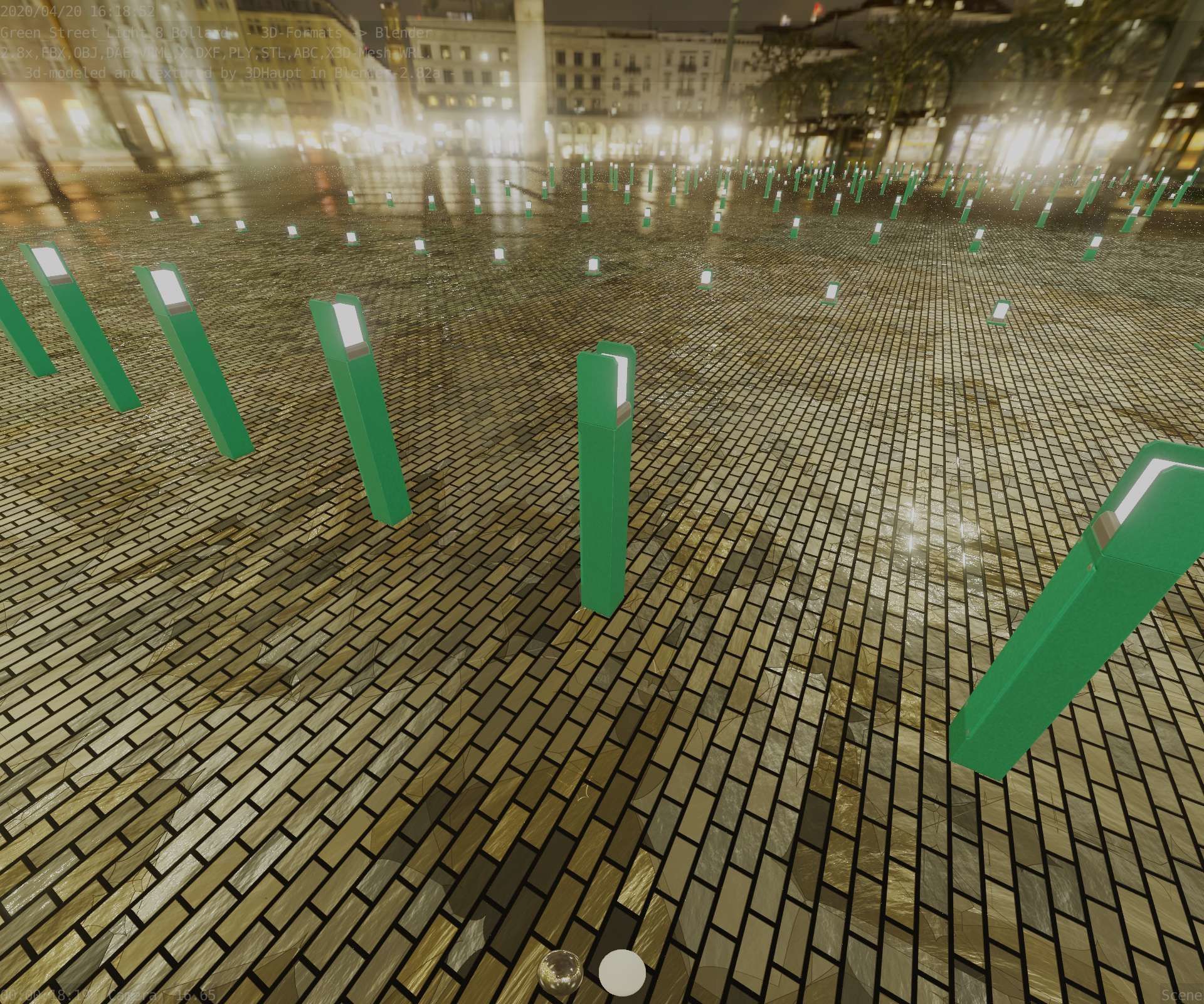 Street Light 8 Bollard 900mm Moss Green Version 4 Low-poly 3D model_51