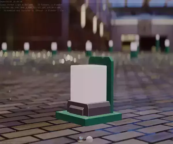 Street Light 8 Bollard 200mm Moss Green Version 2 Low-poly 3D model