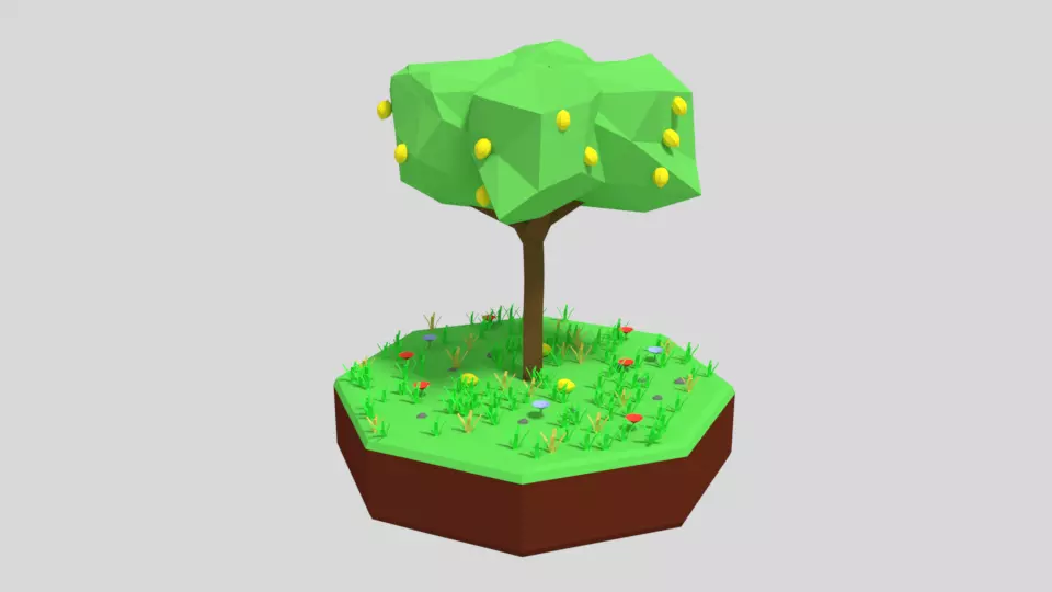 Low Poly Lemon Tree Low-poly 3D model