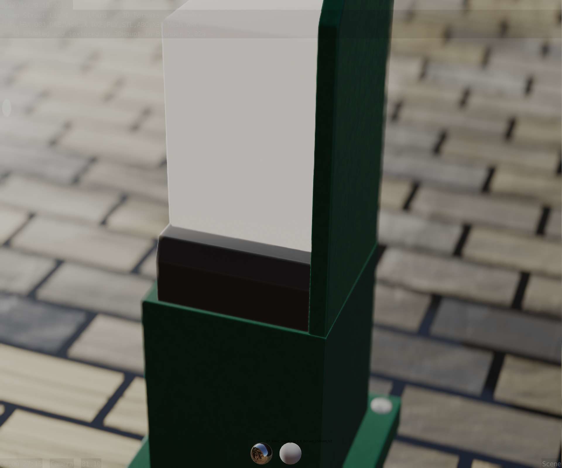 Street Light 8 Bollard 350 mm Moss Green Version 2 Low-poly 3D model_63