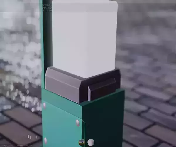 Street Light 8 Bollard 350 mm Moss Green Version 2 Low-poly 3D model