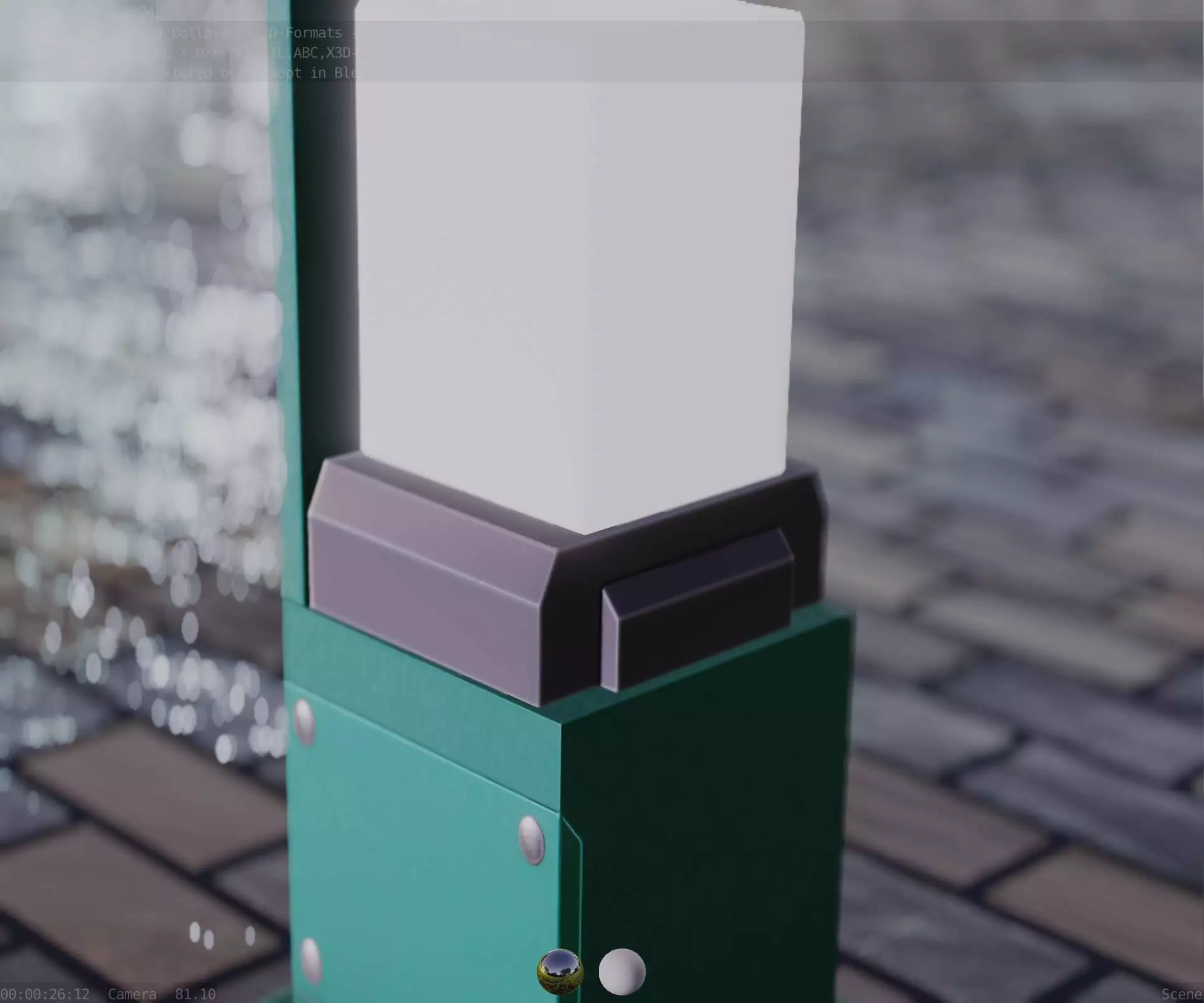 Street Light 8 Bollard 350 mm Moss Green Version 2 Low-poly 3D model_0