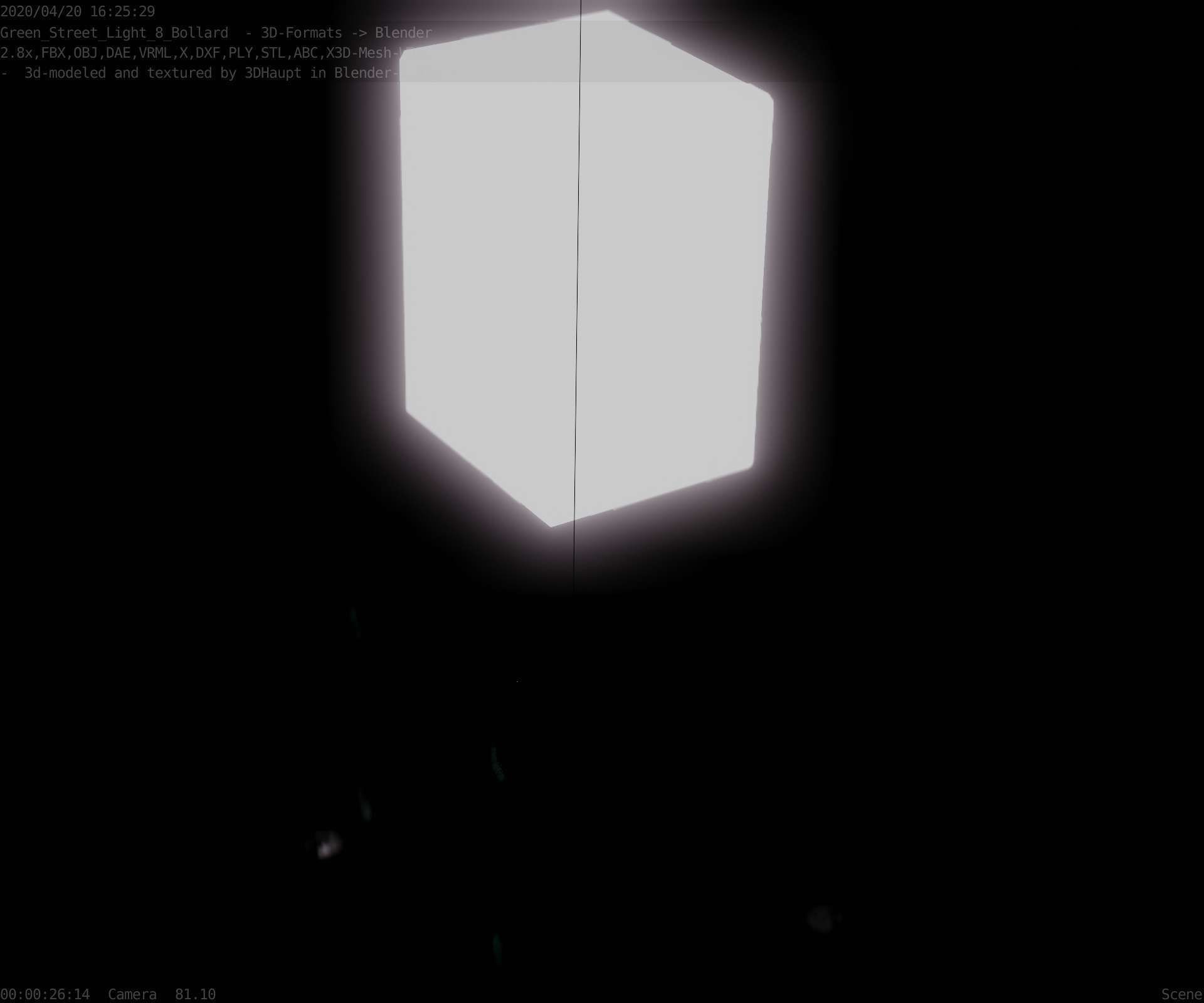 Street Light 8 Bollard 350 mm Moss Green Version 2 Low-poly 3D model_3