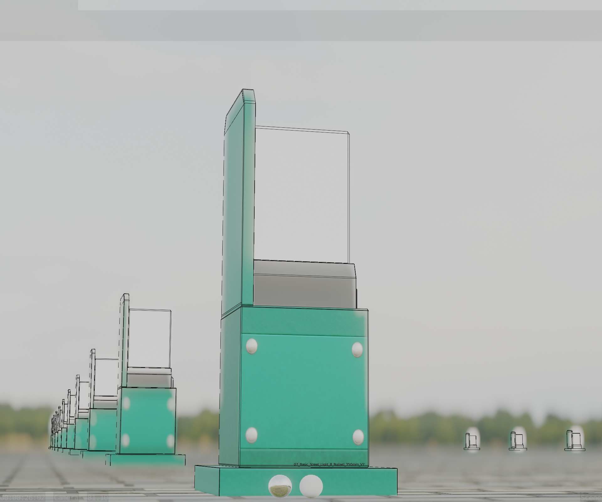 Street Light 8 Bollard 350 mm Moss Green Version 2 Low-poly 3D model_31