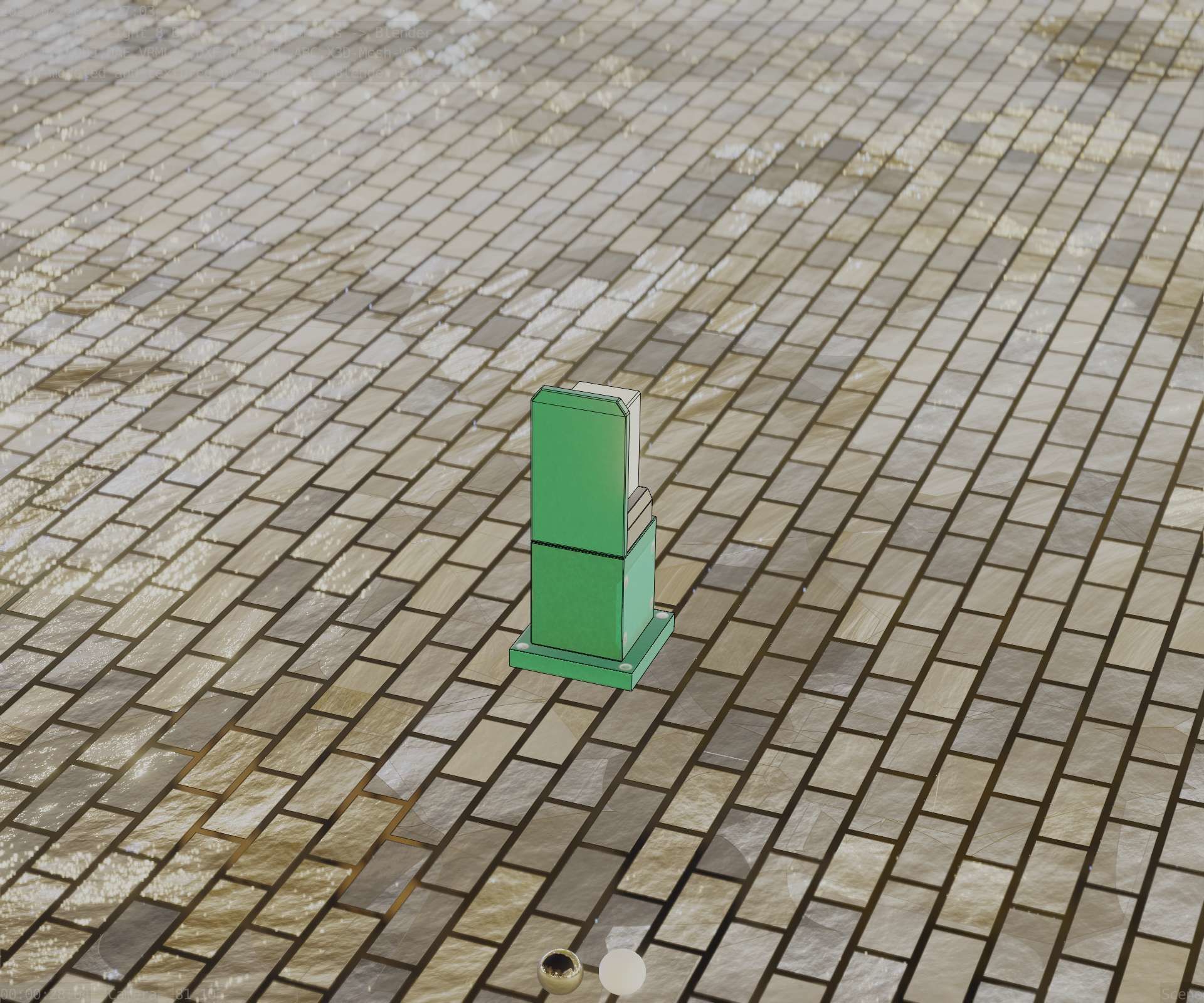 Street Light 8 Bollard 350 mm Moss Green Version 2 Low-poly 3D model_76