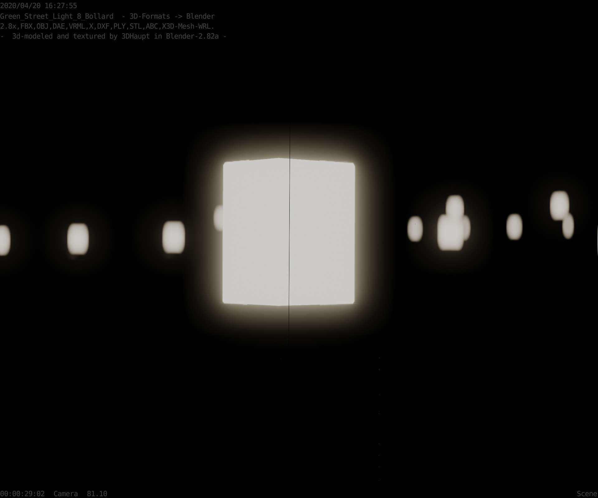 Street Light 8 Bollard 350 mm Moss Green Version 2 Low-poly 3D model_98