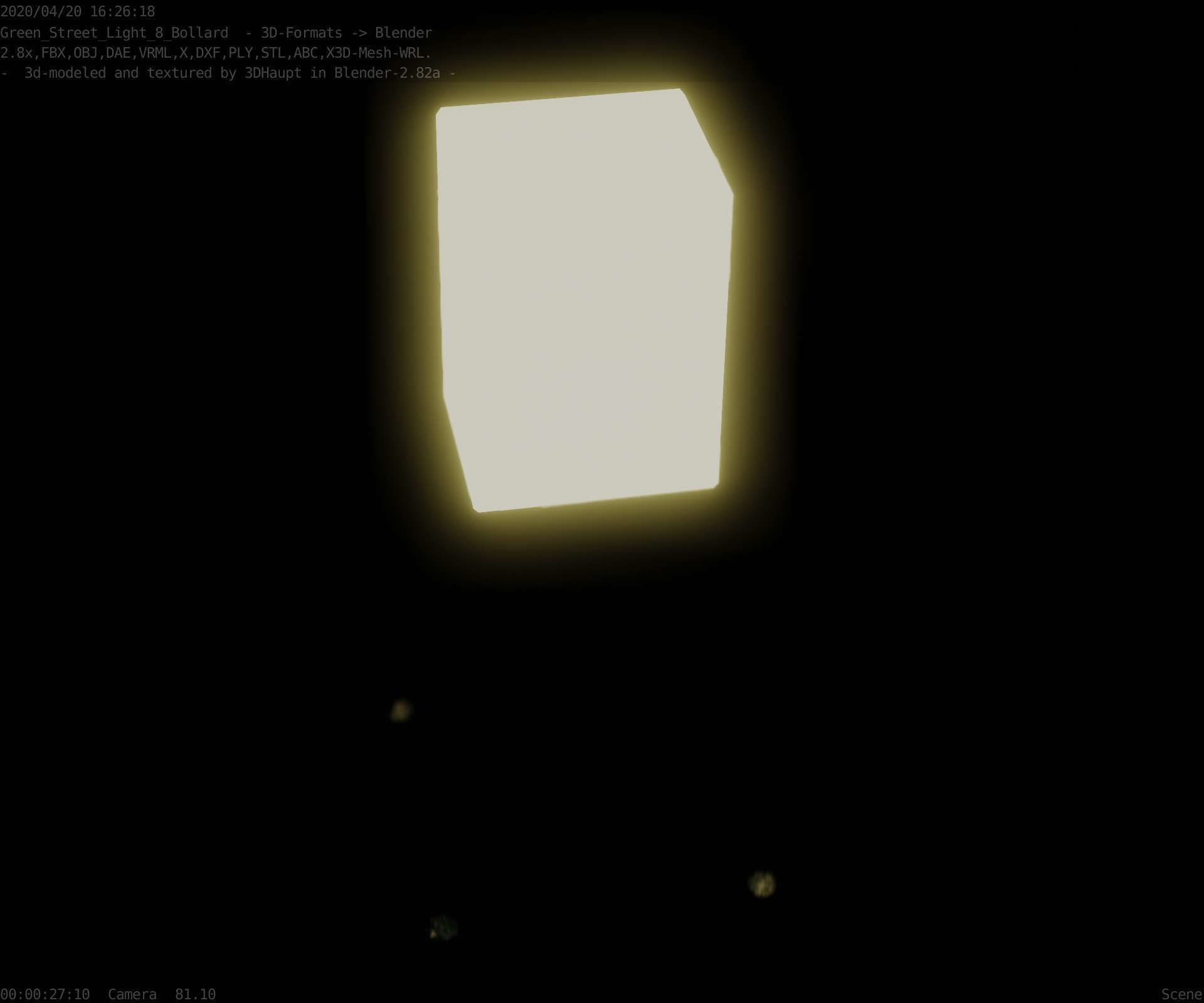 Street Light 8 Bollard 350 mm Moss Green Version 2 Low-poly 3D model_58