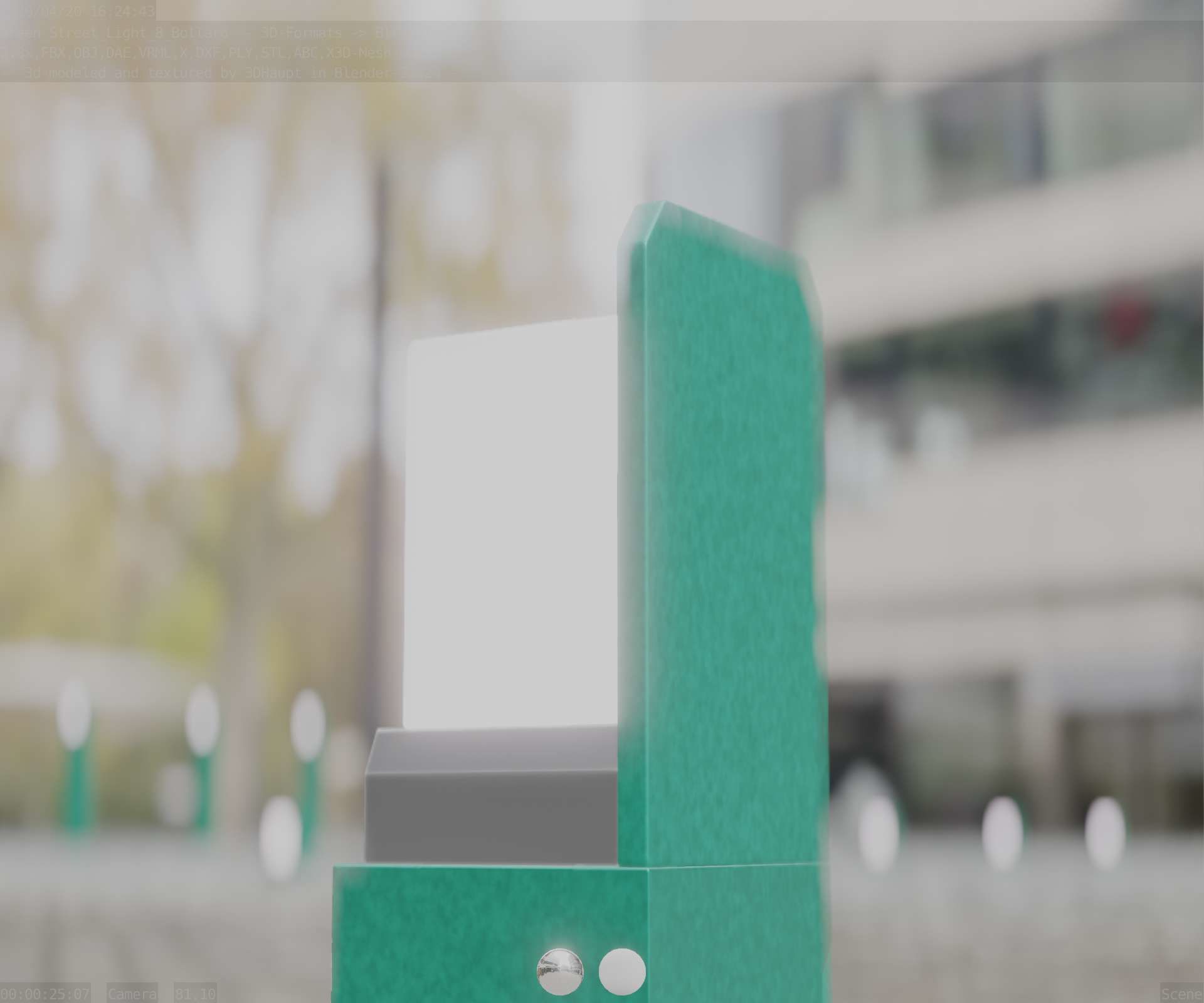 Street Light 8 Bollard 350 mm Moss Green Version 2 Low-poly 3D model_12