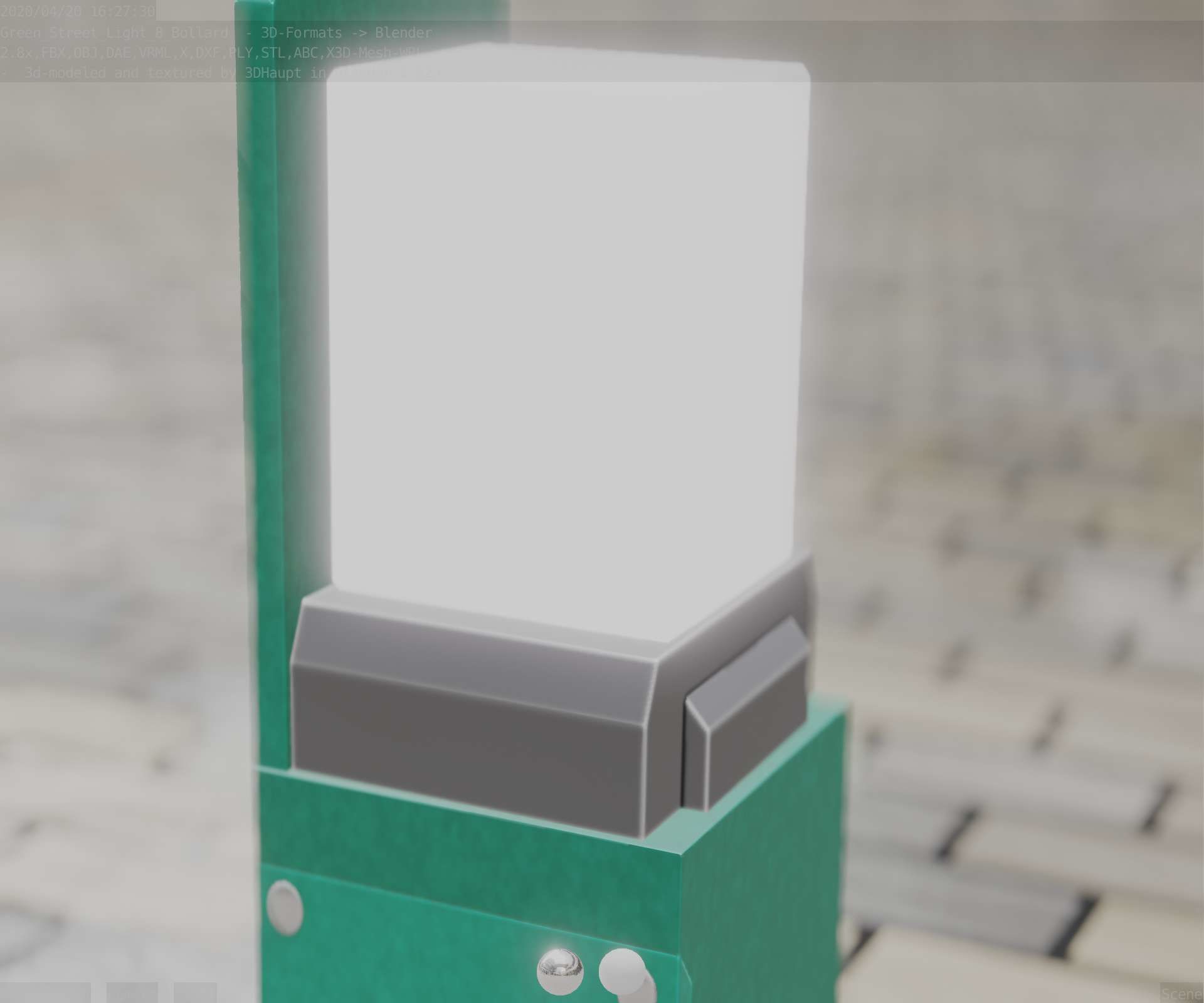 Street Light 8 Bollard 350 mm Moss Green Version 2 Low-poly 3D model_87