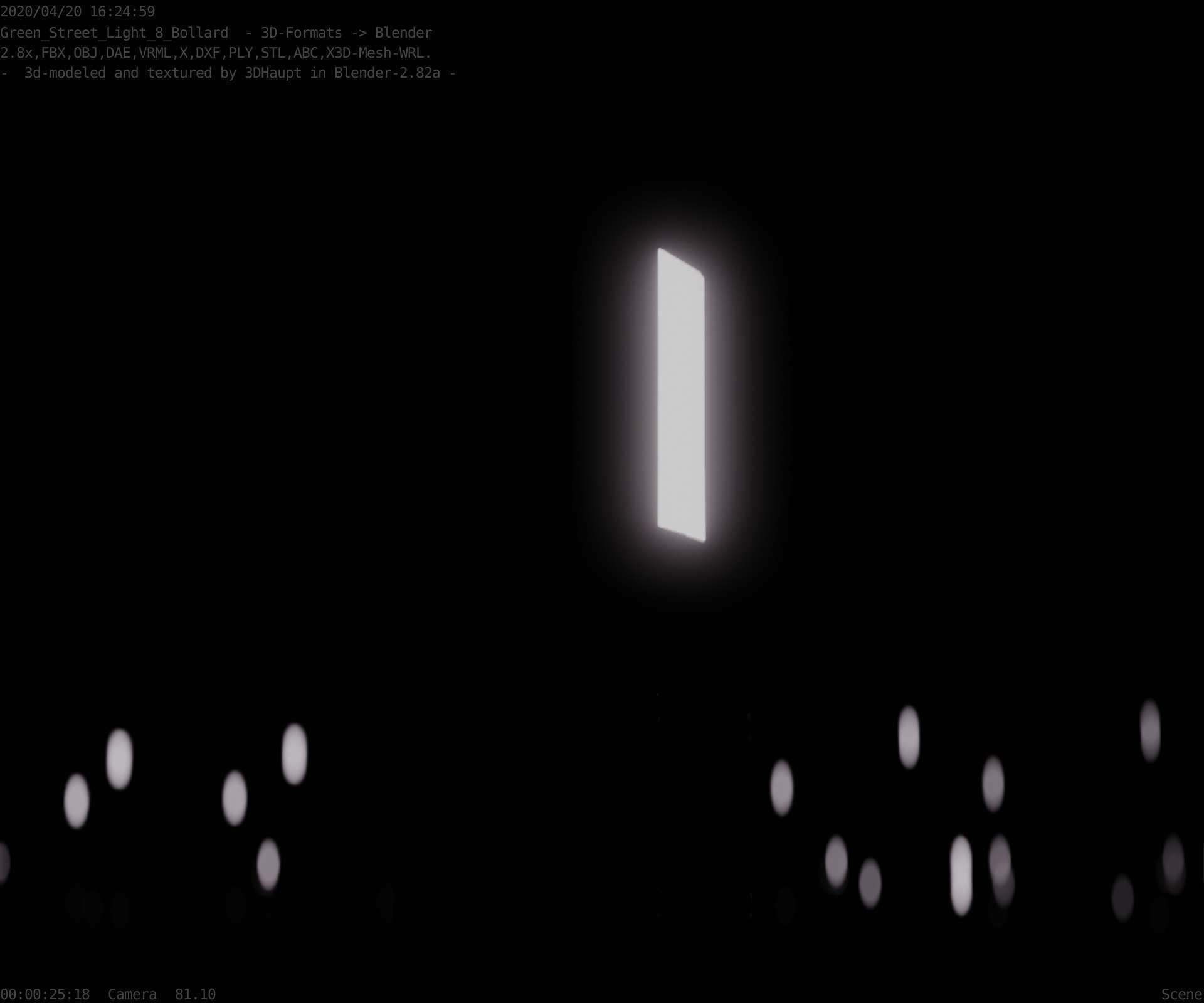 Street Light 8 Bollard 350 mm Moss Green Version 2 Low-poly 3D model_23