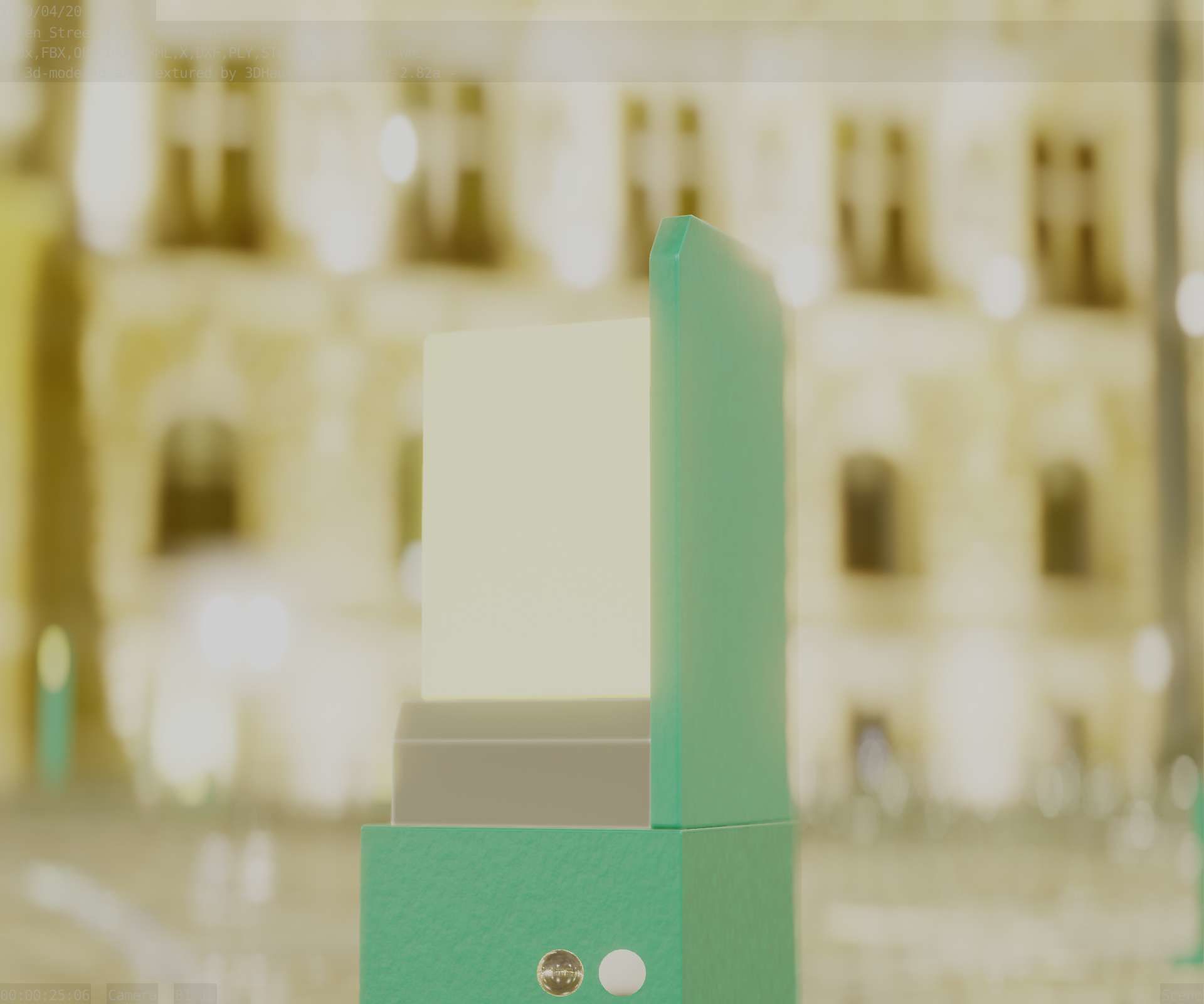 Street Light 8 Bollard 350 mm Moss Green Version 2 Low-poly 3D model_11