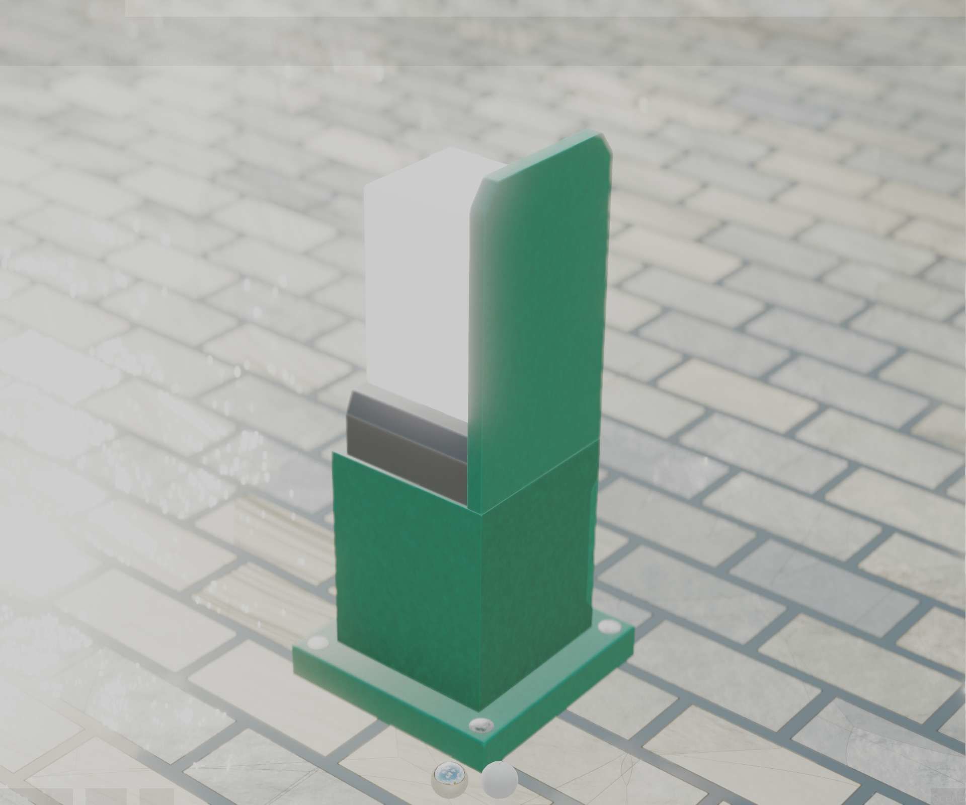 Street Light 8 Bollard 350 mm Moss Green Version 2 Low-poly 3D model_66