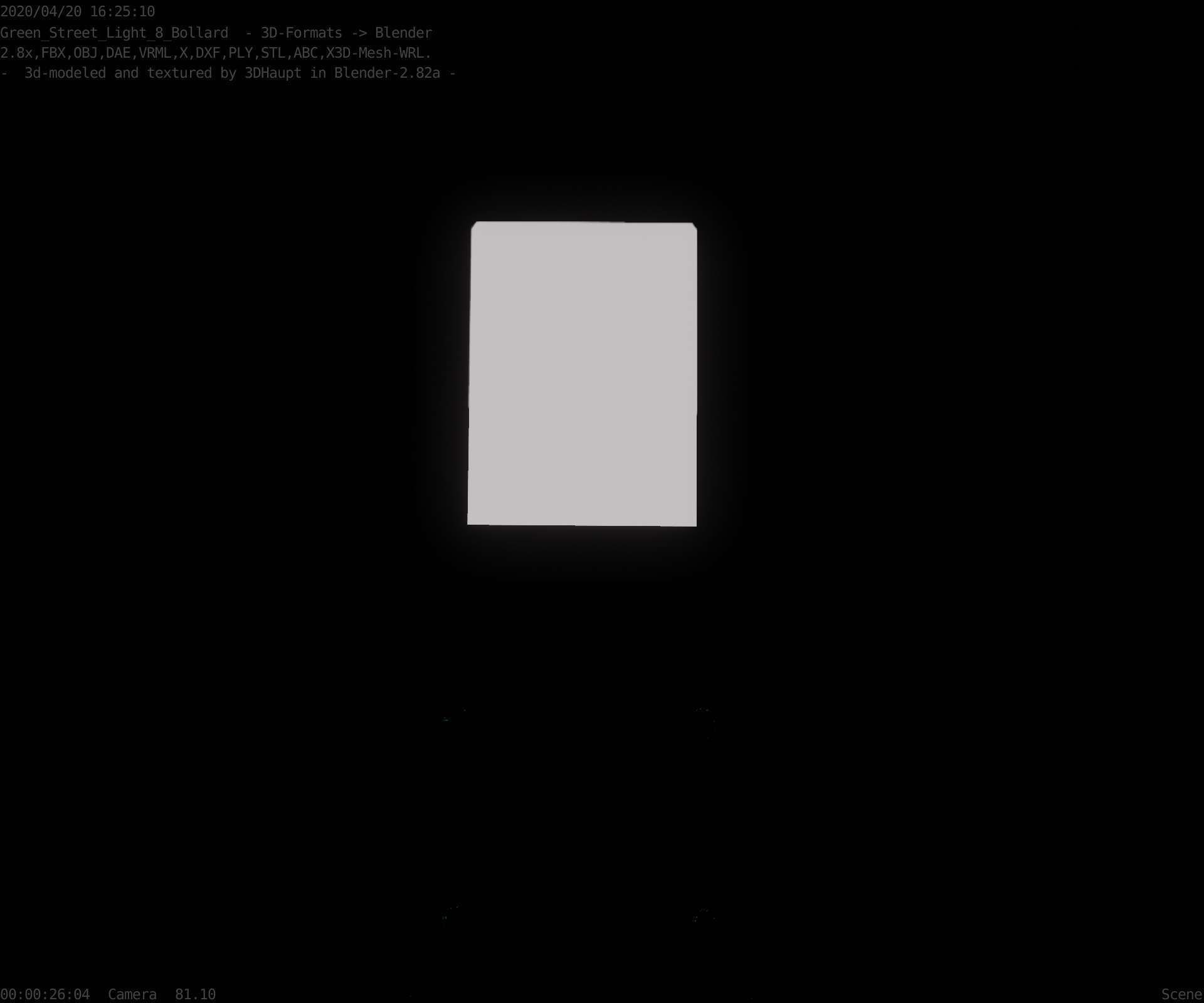 Street Light 8 Bollard 350 mm Moss Green Version 2 Low-poly 3D model_33