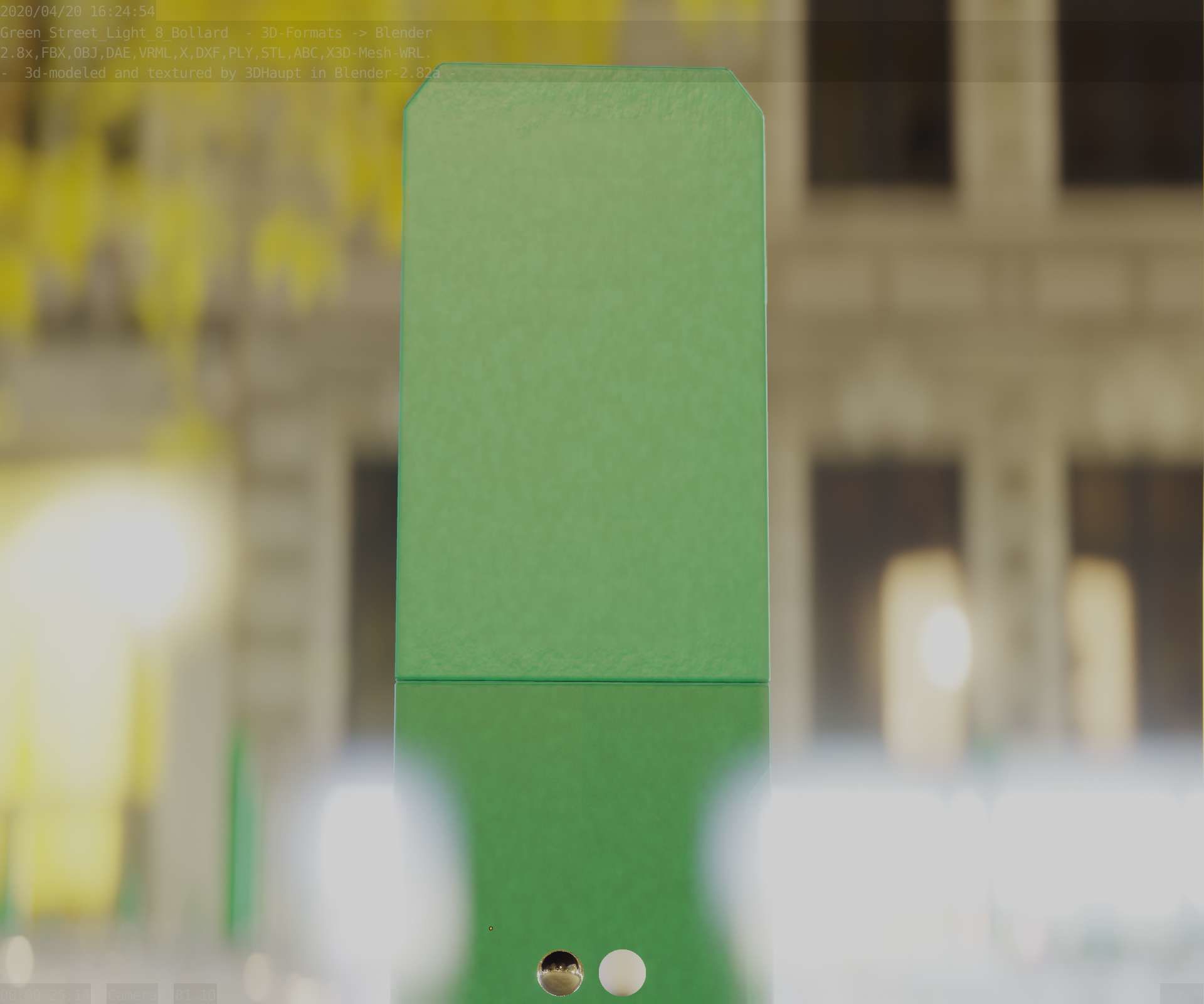 Street Light 8 Bollard 350 mm Moss Green Version 2 Low-poly 3D model_19
