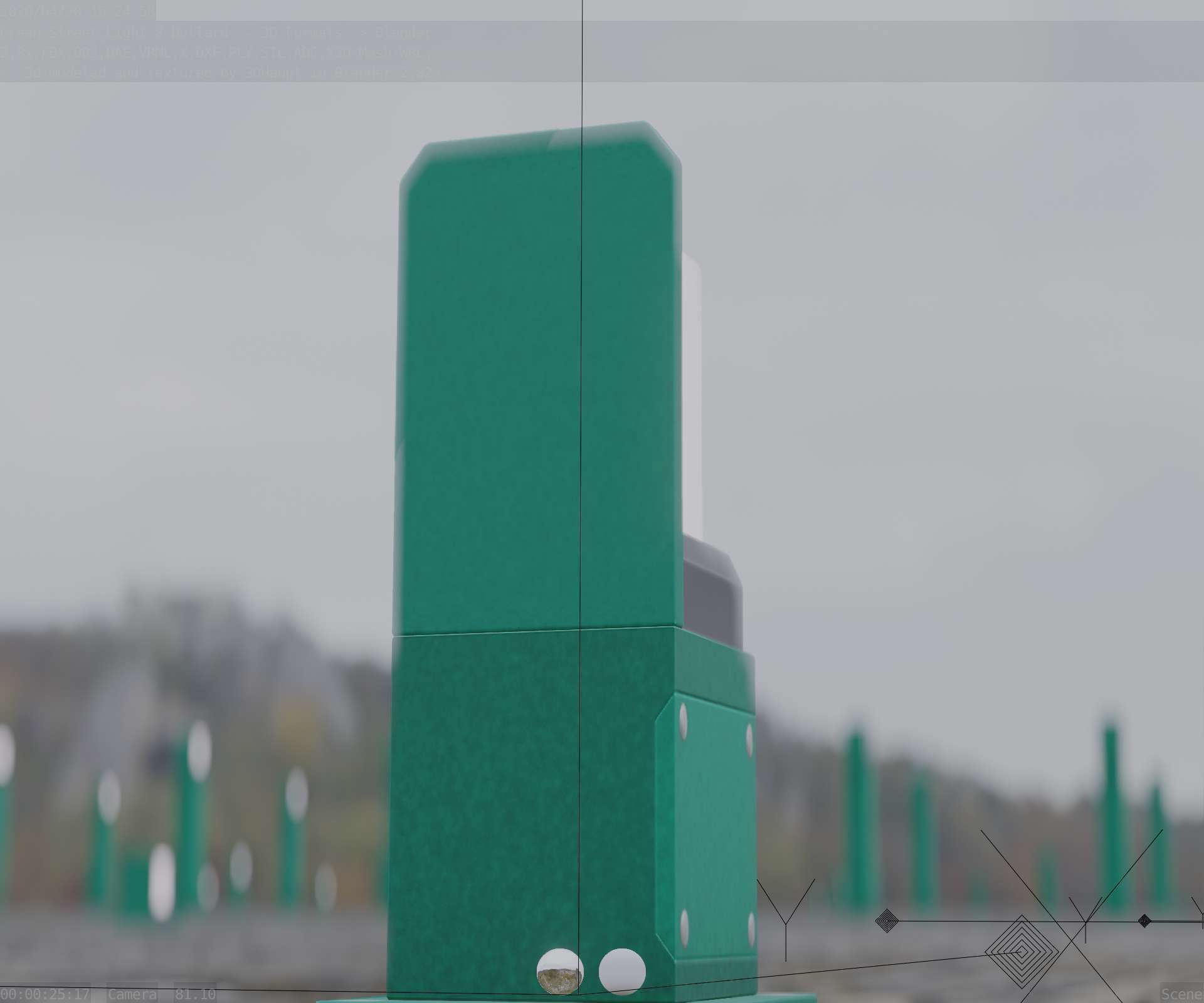 Street Light 8 Bollard 350 mm Moss Green Version 2 Low-poly 3D model_22