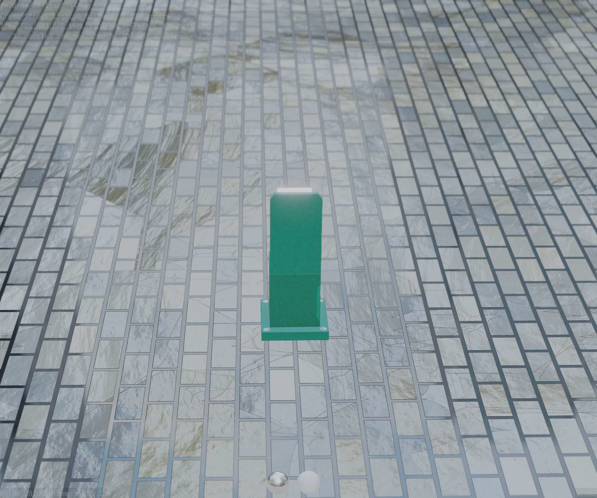 Street Light 8 Bollard 350 mm Moss Green Version 2 Low-poly 3D model_73