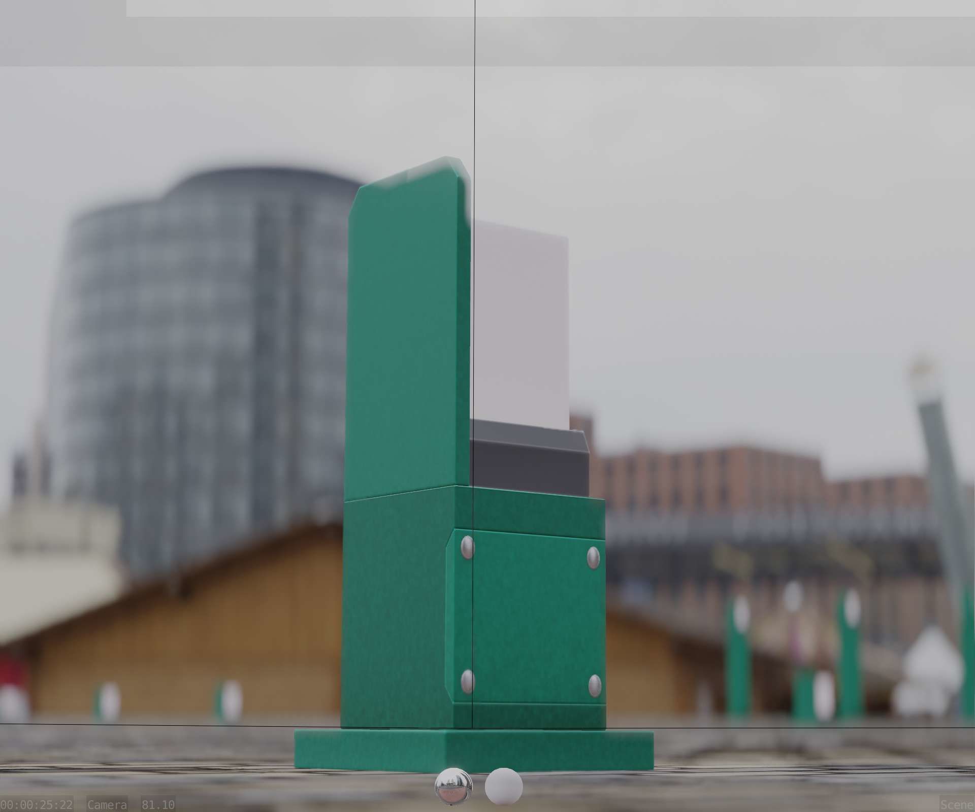 Street Light 8 Bollard 350 mm Moss Green Version 2 Low-poly 3D model_27