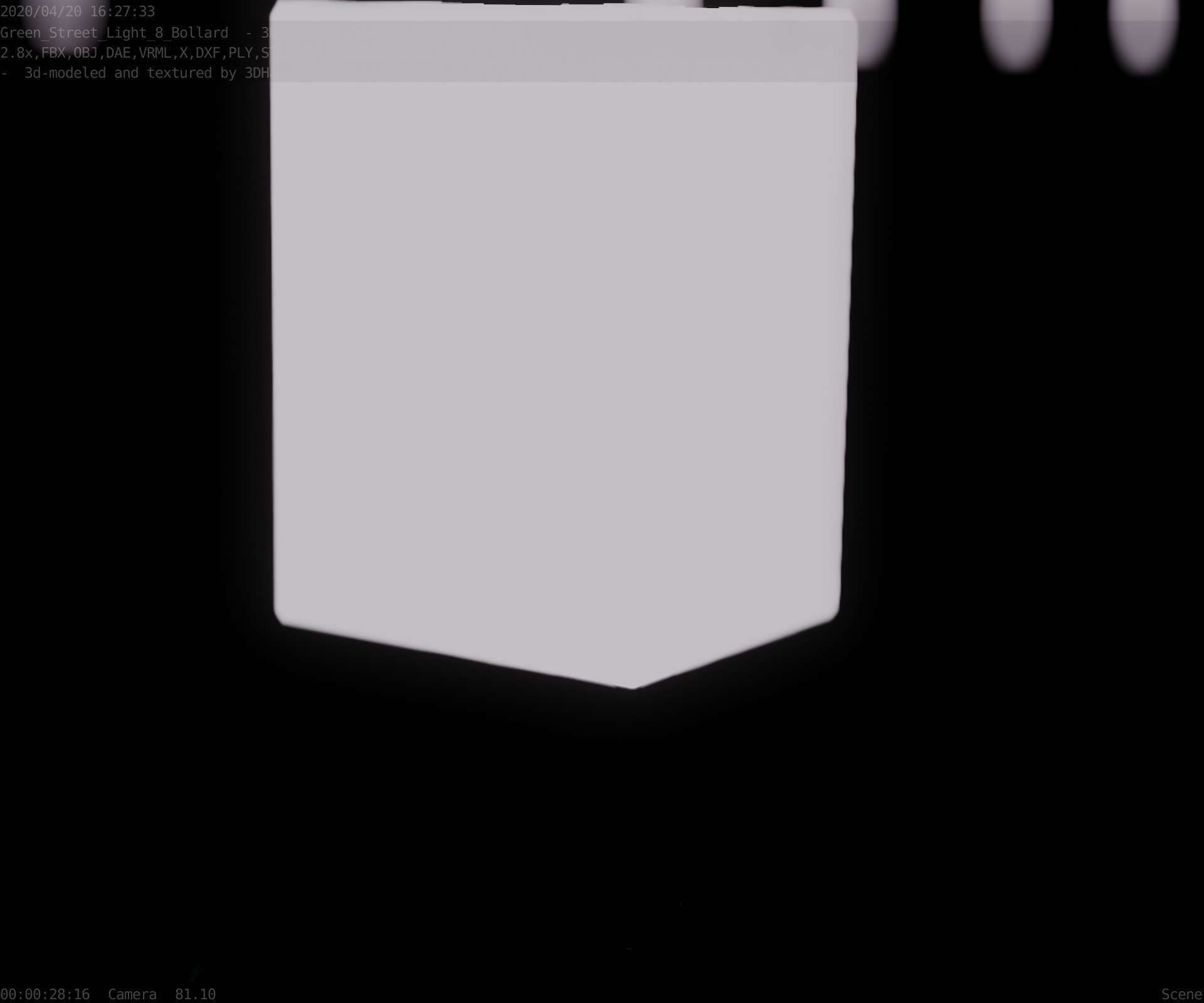 Street Light 8 Bollard 350 mm Moss Green Version 2 Low-poly 3D model_88