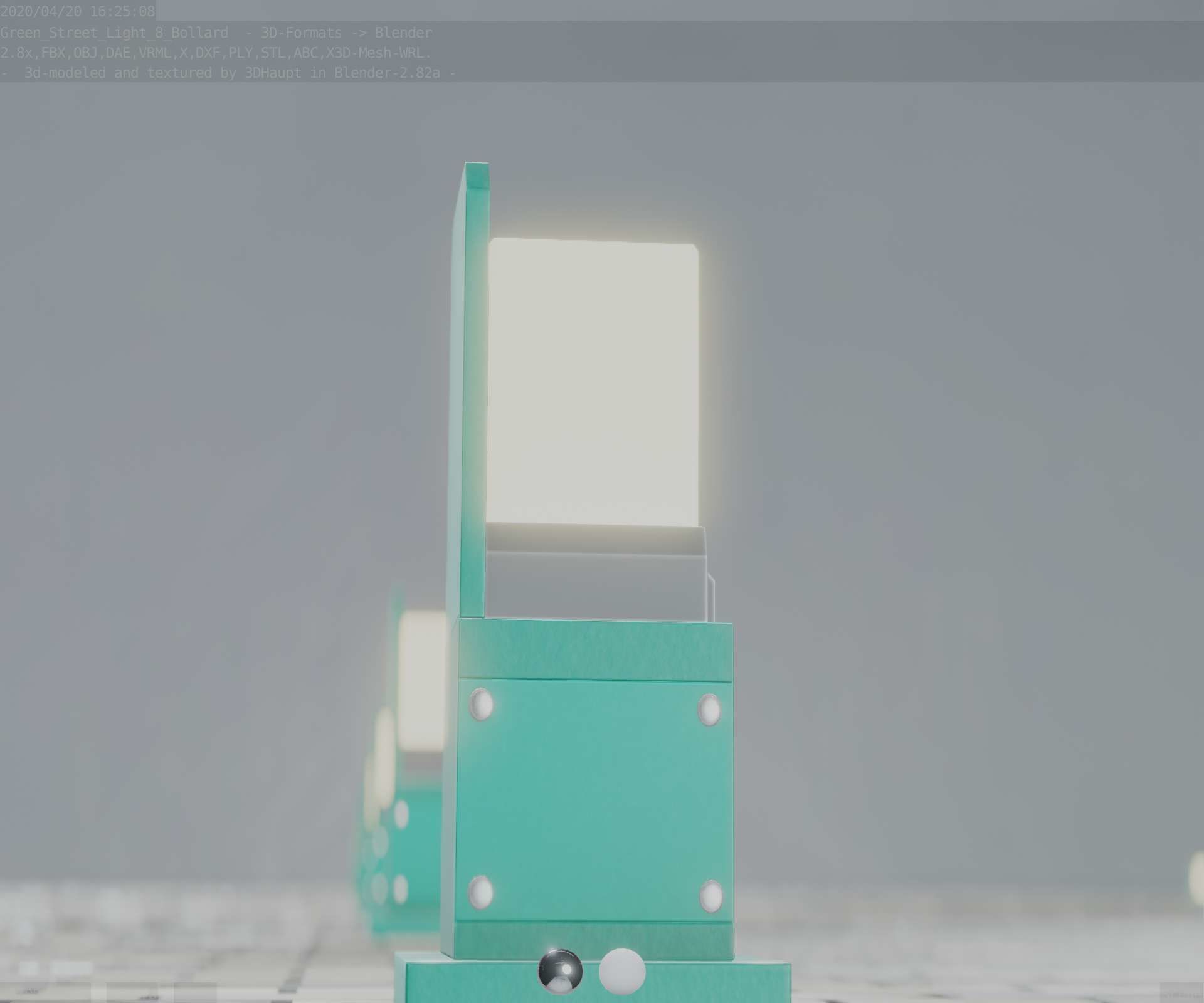 Street Light 8 Bollard 350 mm Moss Green Version 2 Low-poly 3D model_32