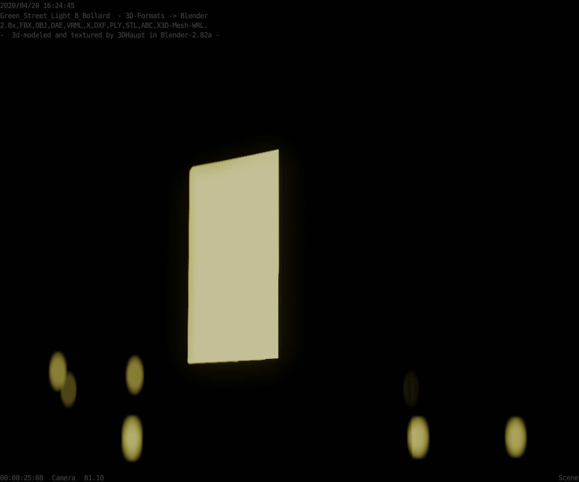 Street Light 8 Bollard 350 mm Moss Green Version 2 Low-poly 3D model_13