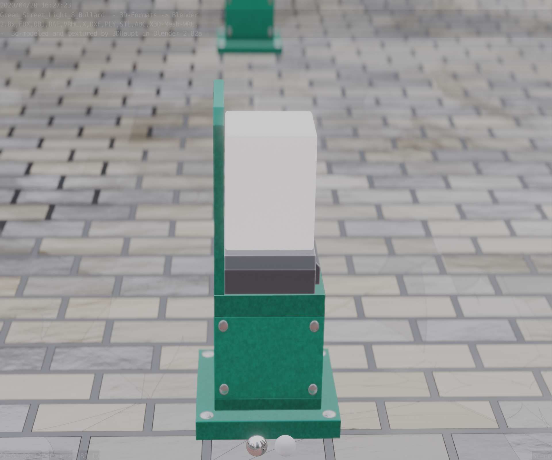 Street Light 8 Bollard 350 mm Moss Green Version 2 Low-poly 3D model_84