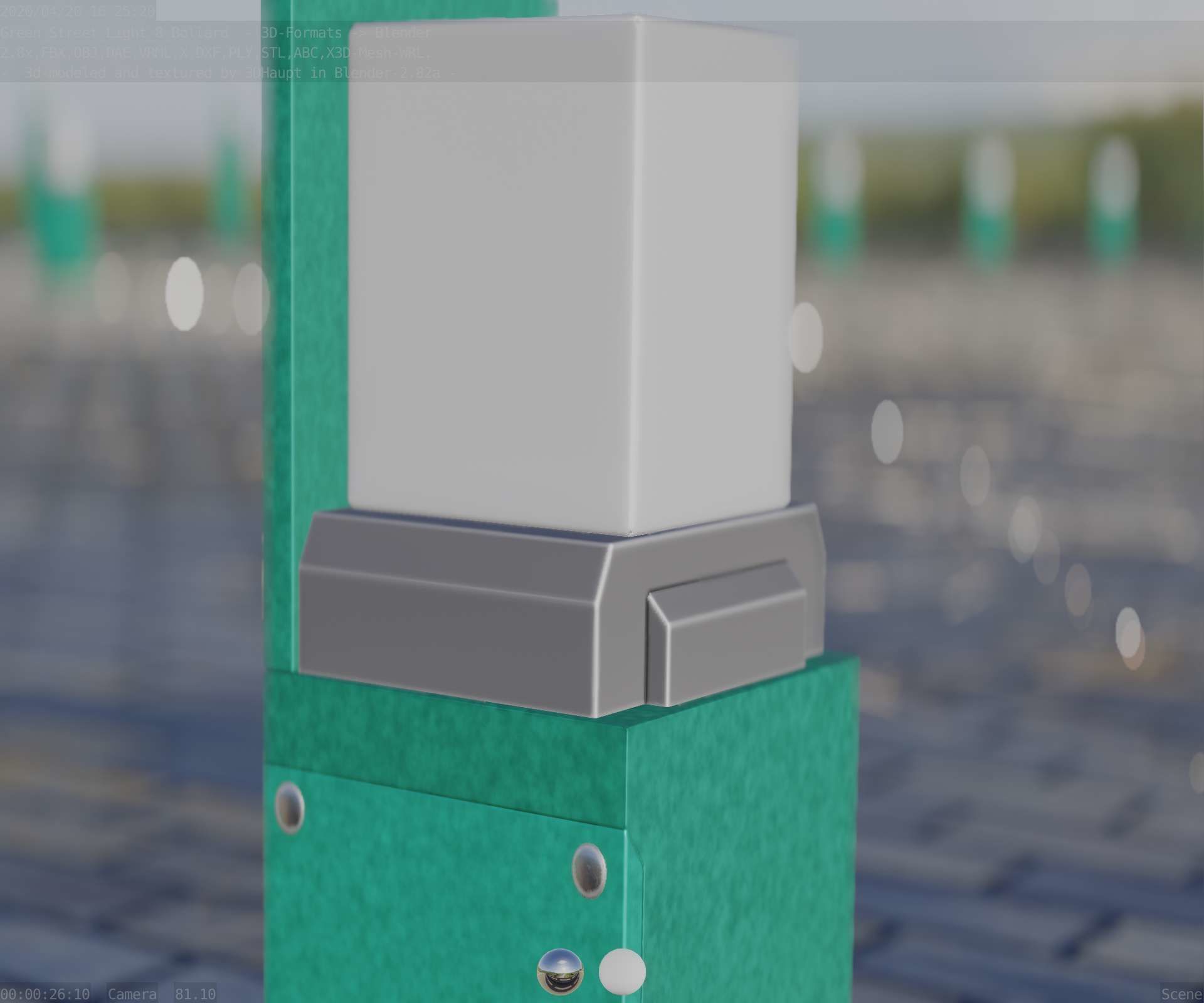 Street Light 8 Bollard 350 mm Moss Green Version 2 Low-poly 3D model_39