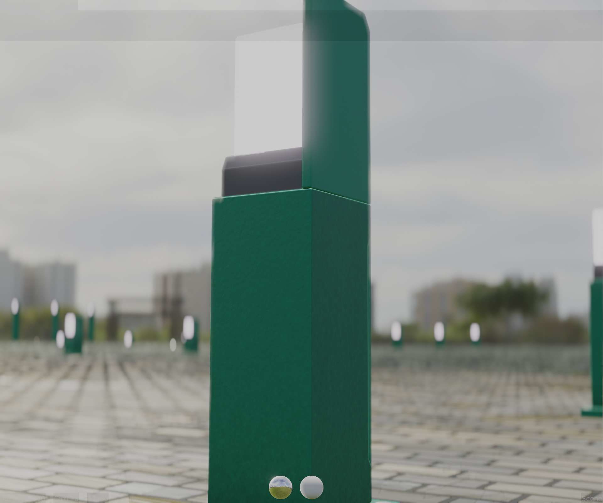 Street Light 8 Bollard 500 mm Moss Green Version 2 Low-poly 3D model_13