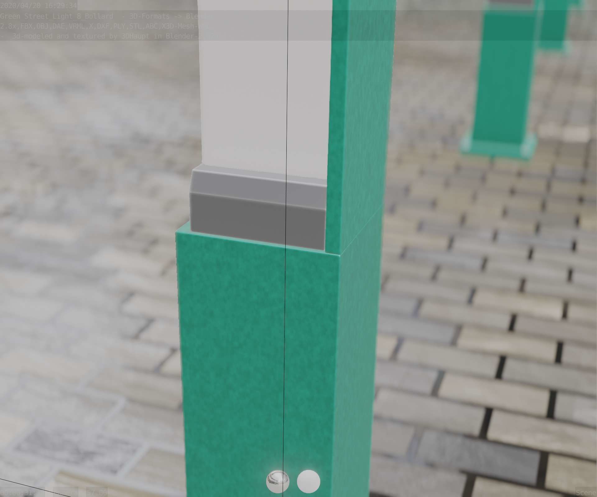 Street Light 8 Bollard 500 mm Moss Green Version 2 Low-poly 3D model_63