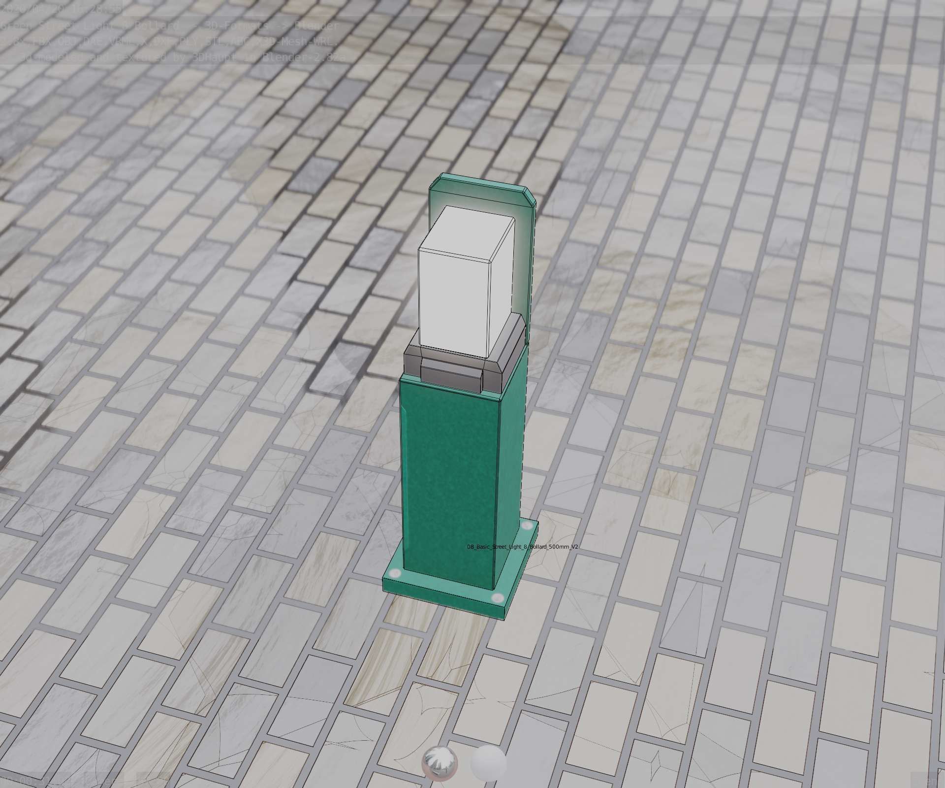 Street Light 8 Bollard 500 mm Moss Green Version 2 Low-poly 3D model_53