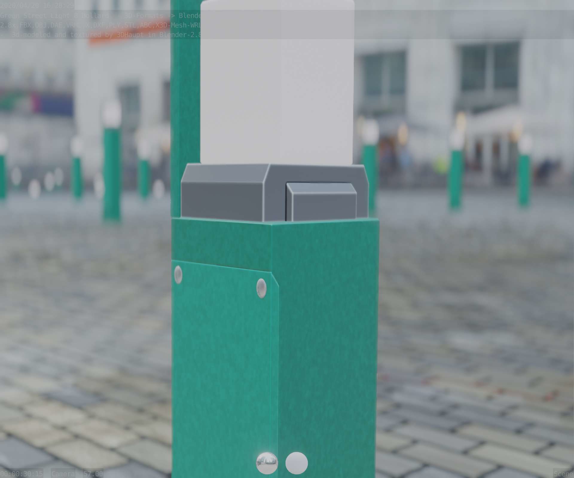 Street Light 8 Bollard 500 mm Moss Green Version 2 Low-poly 3D model_42