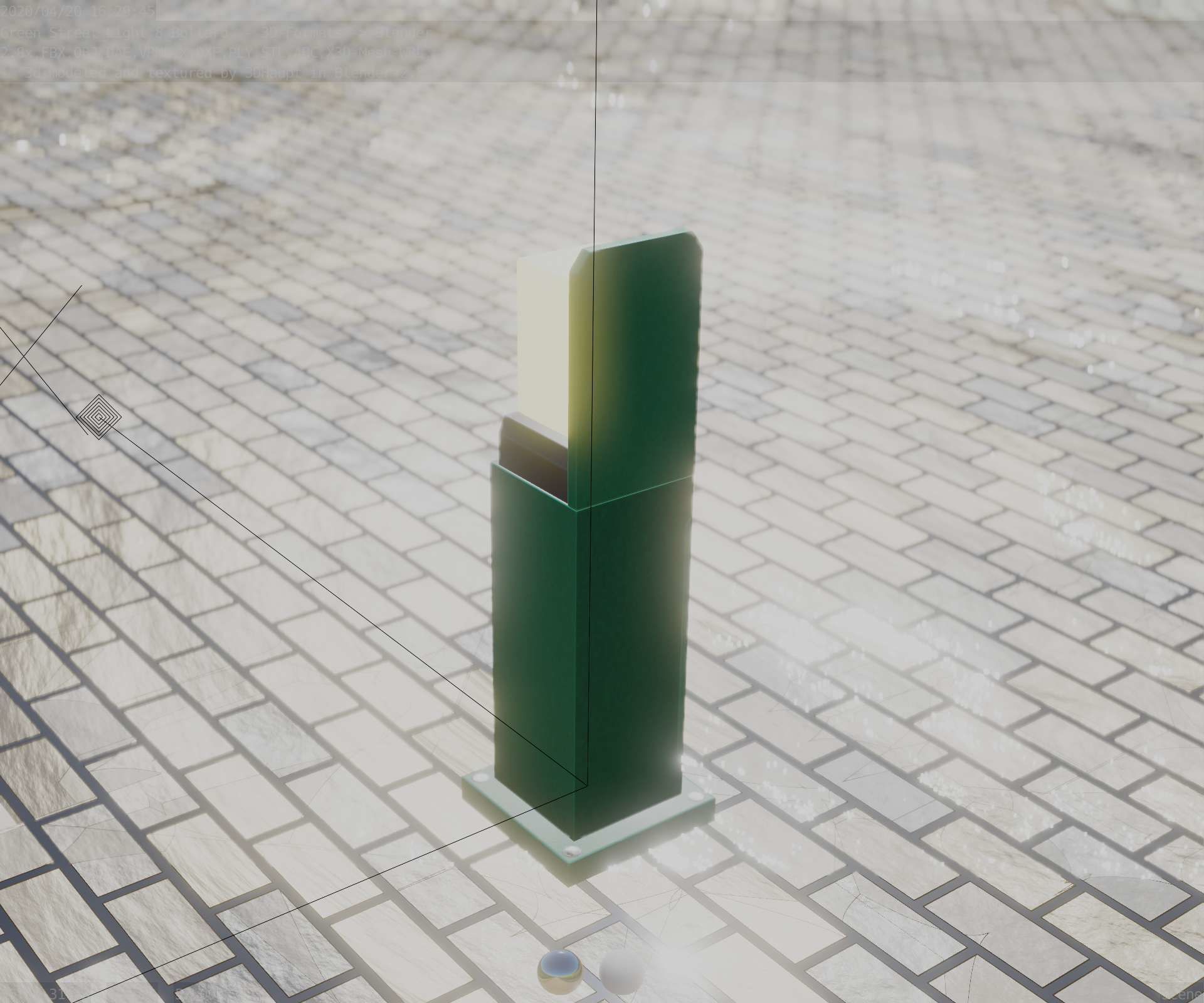Street Light 8 Bollard 500 mm Moss Green Version 2 Low-poly 3D model_68
