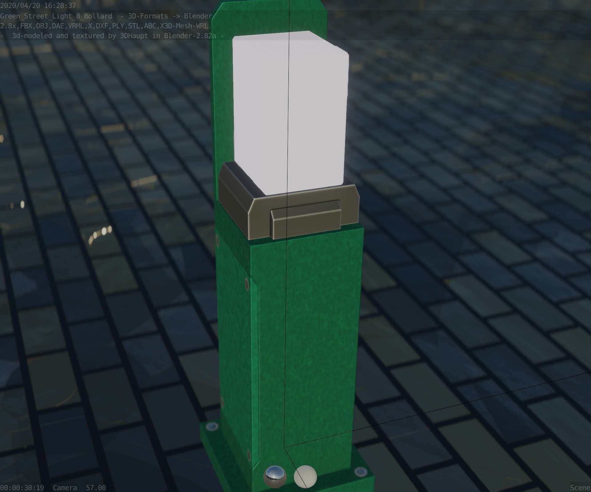 Street Light 8 Bollard 500 mm Moss Green Version 2 Low-poly 3D model_46