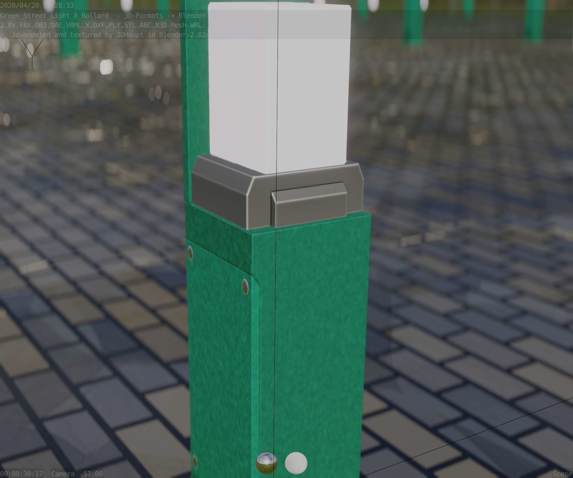 Street Light 8 Bollard 500 mm Moss Green Version 2 Low-poly 3D model_44